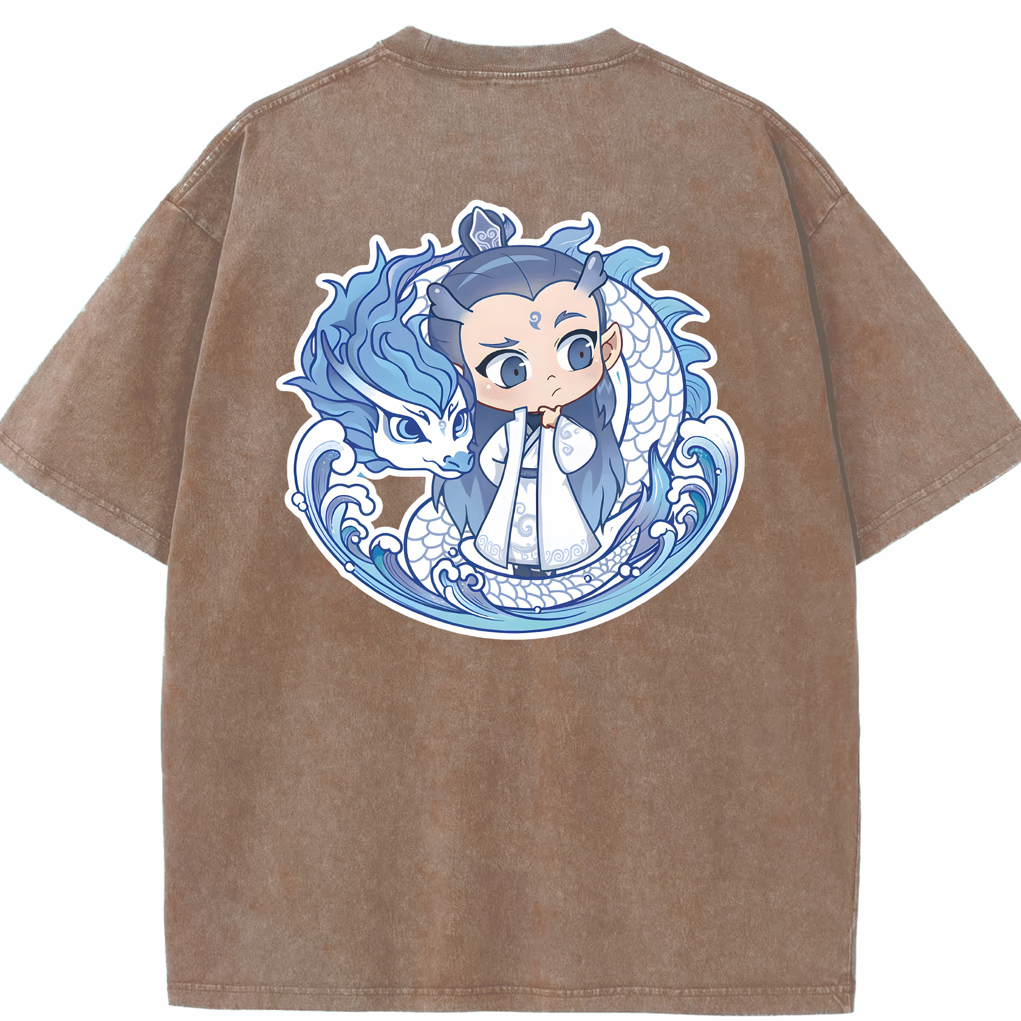 （画像用） Ne Zha 2 ナタ 魔童の大暴れ 綿100% ヴィンテージ風 半袖Tシャツ（背面プリント）