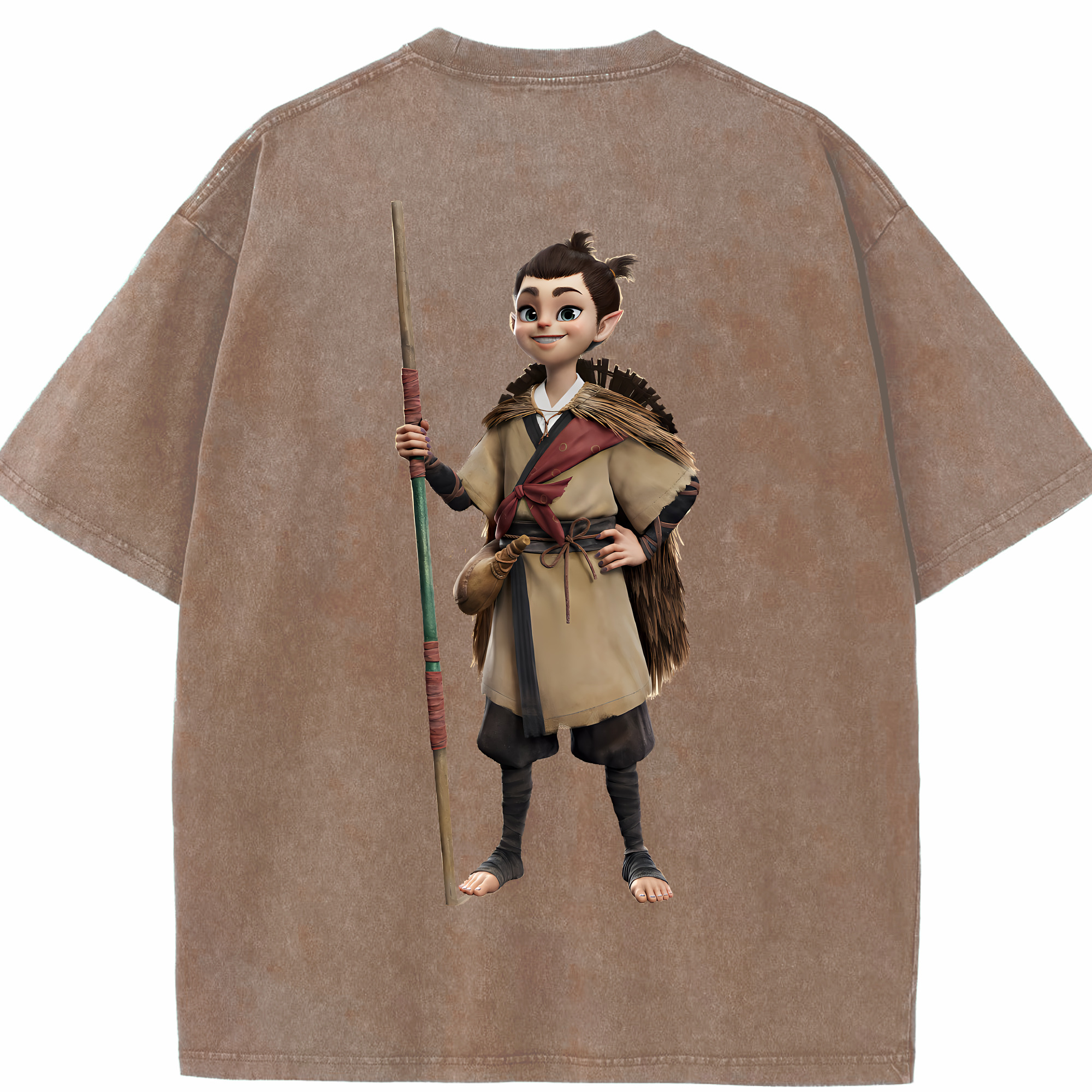 （画像用） Ne Zha 2 ナタ 魔童の大暴れ 綿100% ヴィンテージ風 半袖Tシャツ（背面プリント）