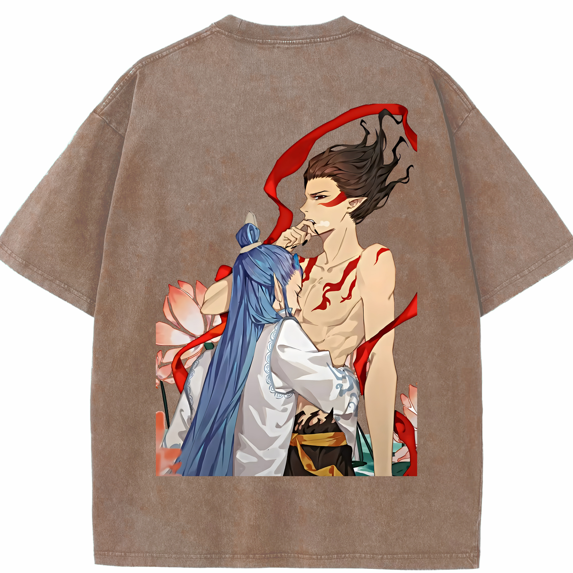 （画像用） Ne Zha 2 ナタ 魔童の大暴れ 綿100% ヴィンテージ風 半袖Tシャツ（背面プリント）