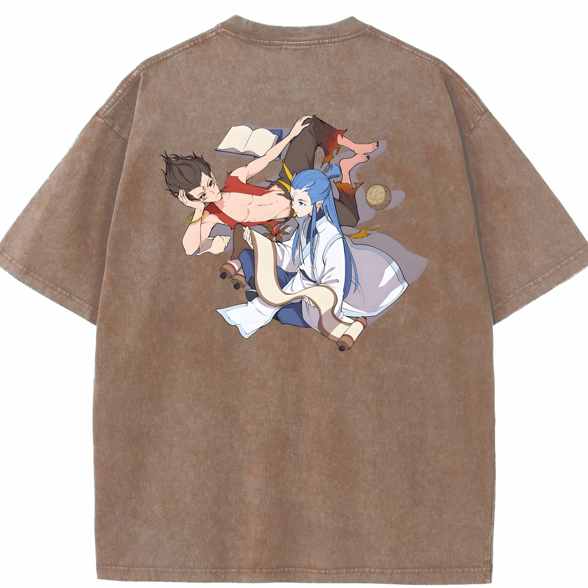 （画像用） Ne Zha 2 ナタ 魔童の大暴れ 綿100% ヴィンテージ風 半袖Tシャツ（背面プリント）