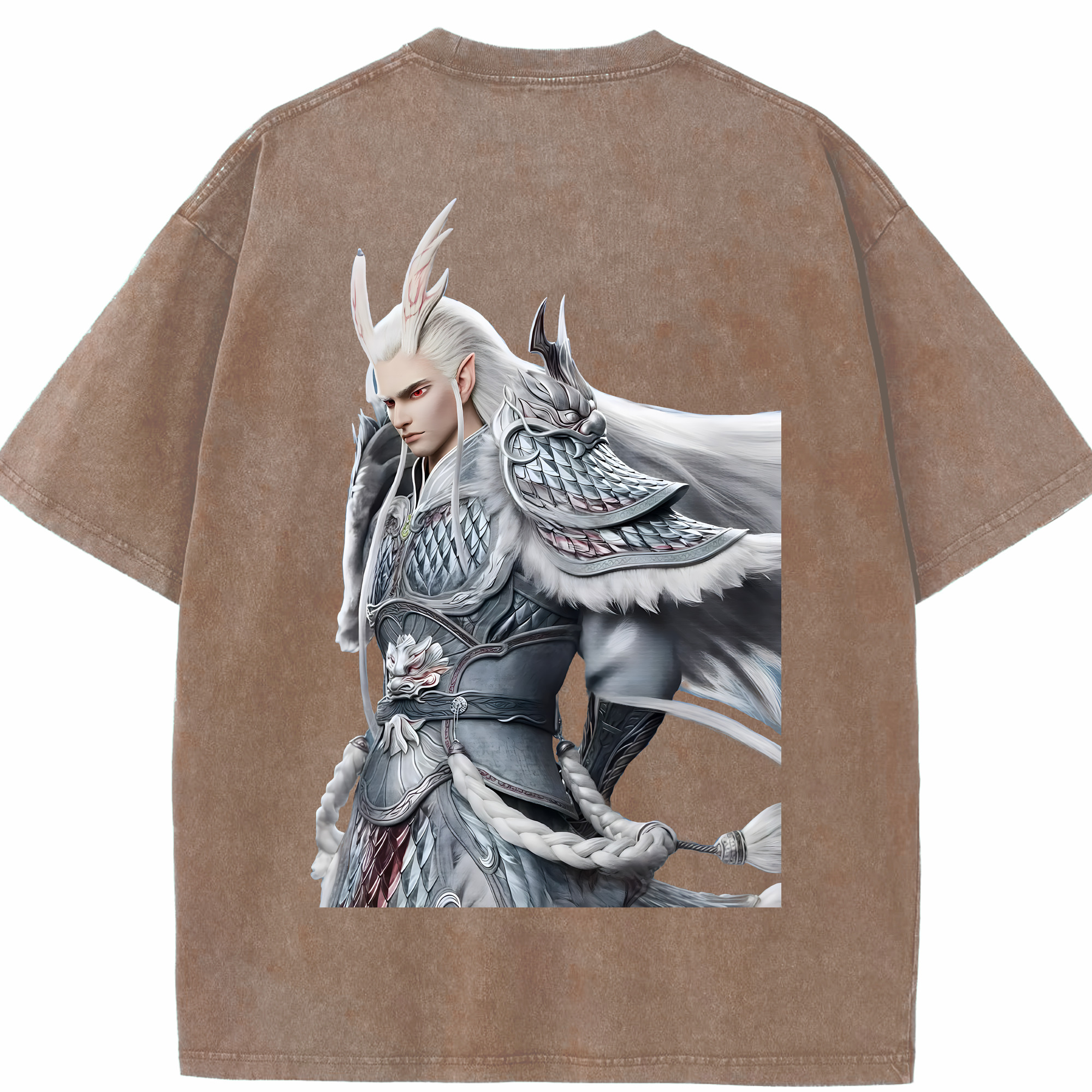 （画像用） Ne Zha 2 ナタ 魔童の大暴れ 綿100% ヴィンテージ風 半袖Tシャツ（背面プリント）
