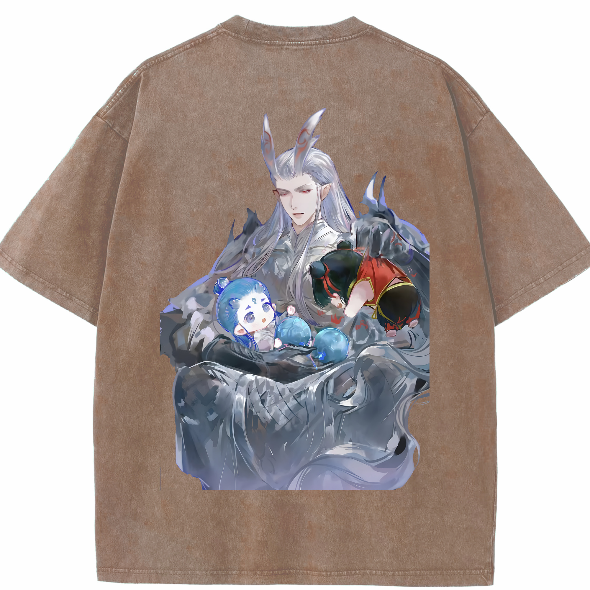 （画像用） Ne Zha 2 ナタ 魔童の大暴れ 綿100% ヴィンテージ風 半袖Tシャツ（背面プリント）