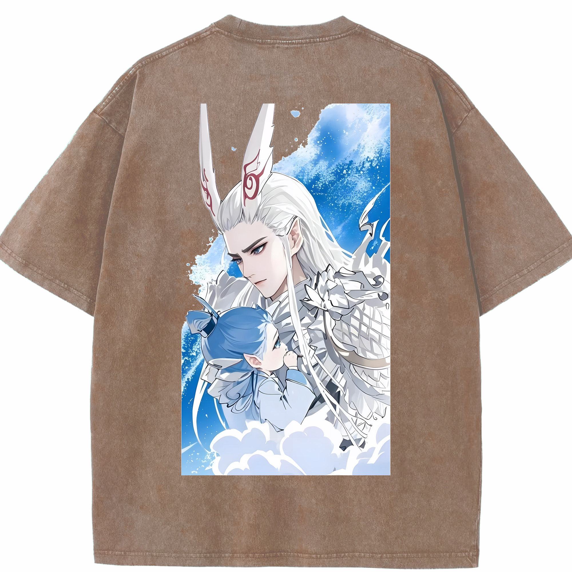 （画像用） Ne Zha 2 ナタ 魔童の大暴れ 綿100% ヴィンテージ風 半袖Tシャツ（背面プリント）