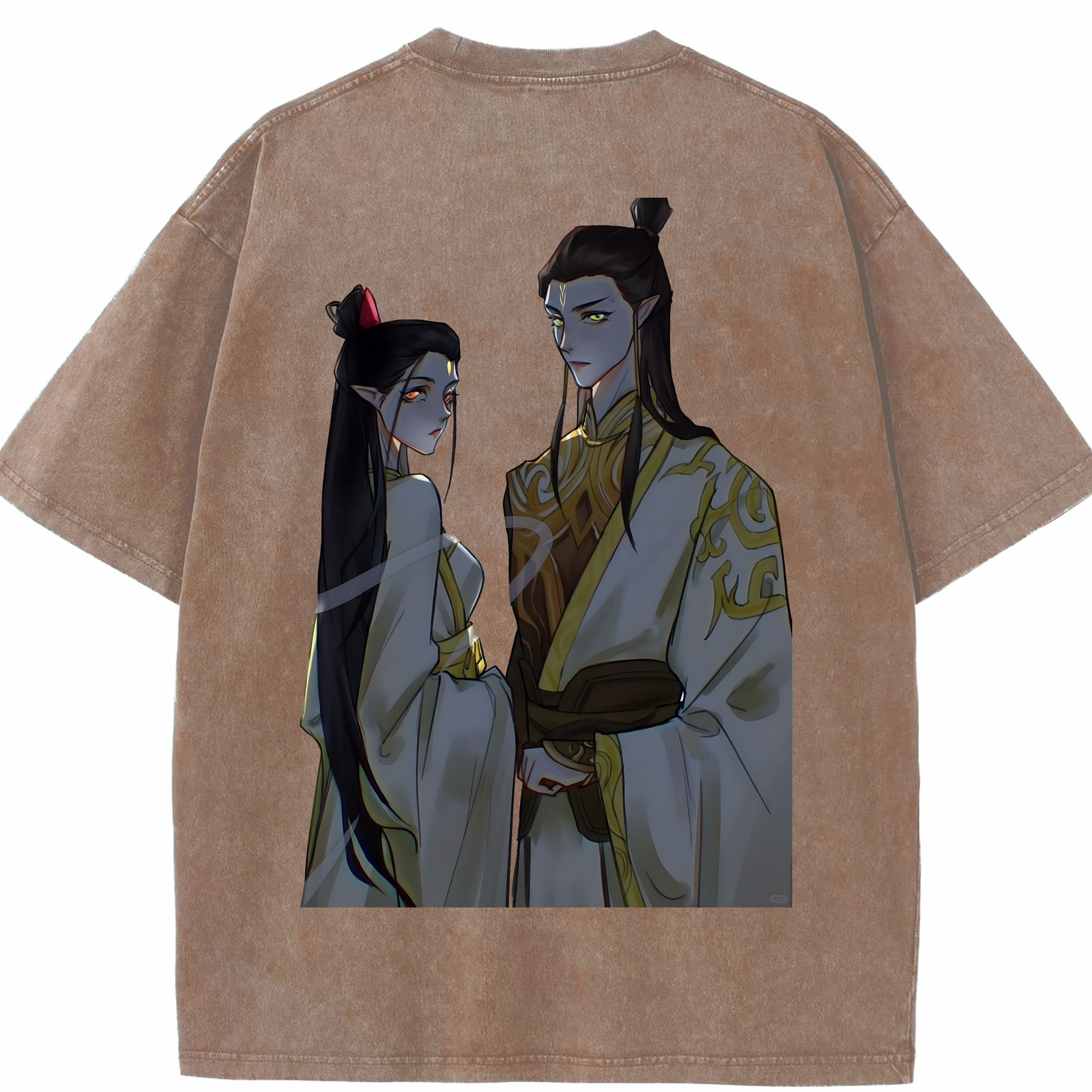 （画像用） Ne Zha 2 ナタ 魔童の大暴れ 綿100% ヴィンテージ風 半袖Tシャツ（背面プリント）