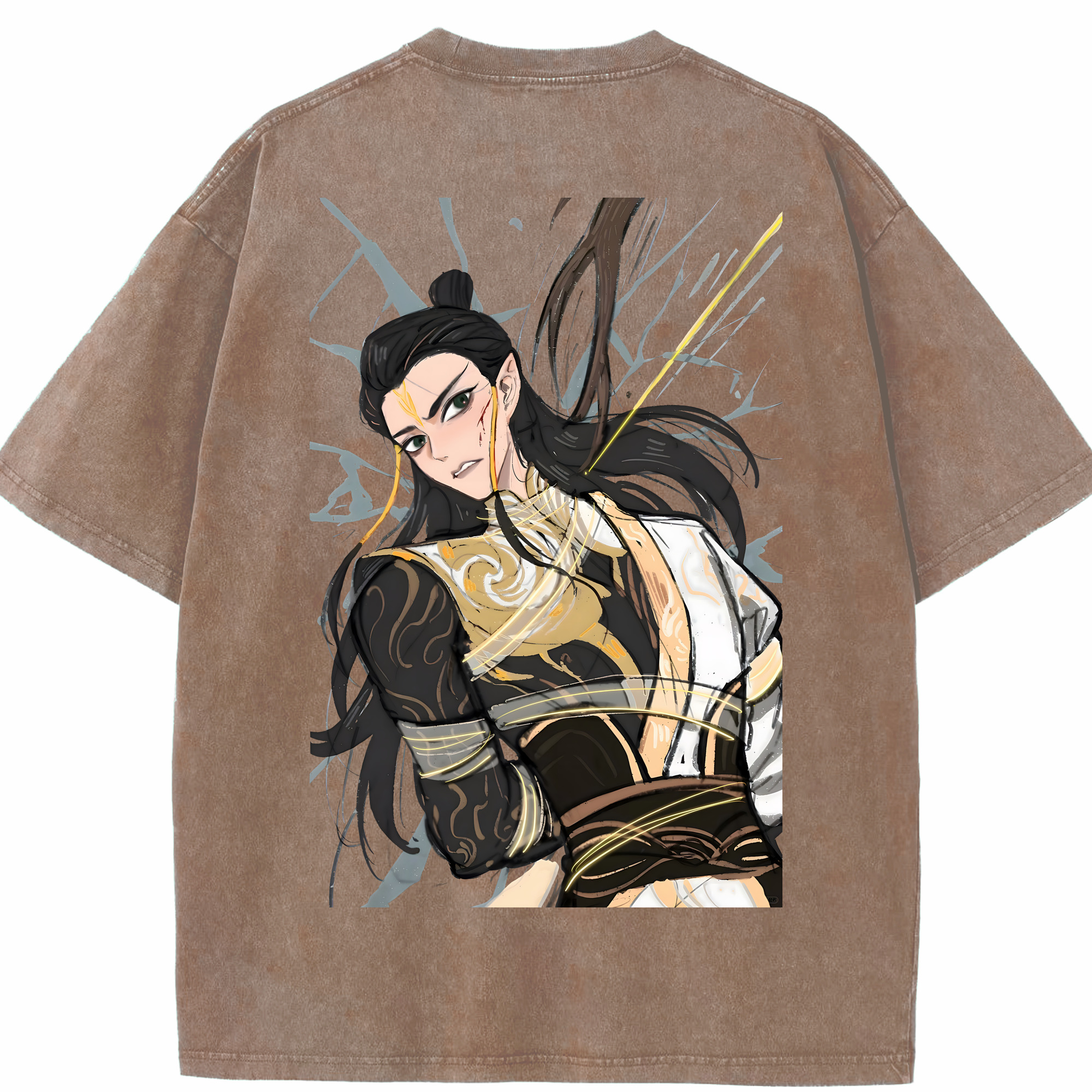（画像用） Ne Zha 2 ナタ 魔童の大暴れ 綿100% ヴィンテージ風 半袖Tシャツ（背面プリント）
