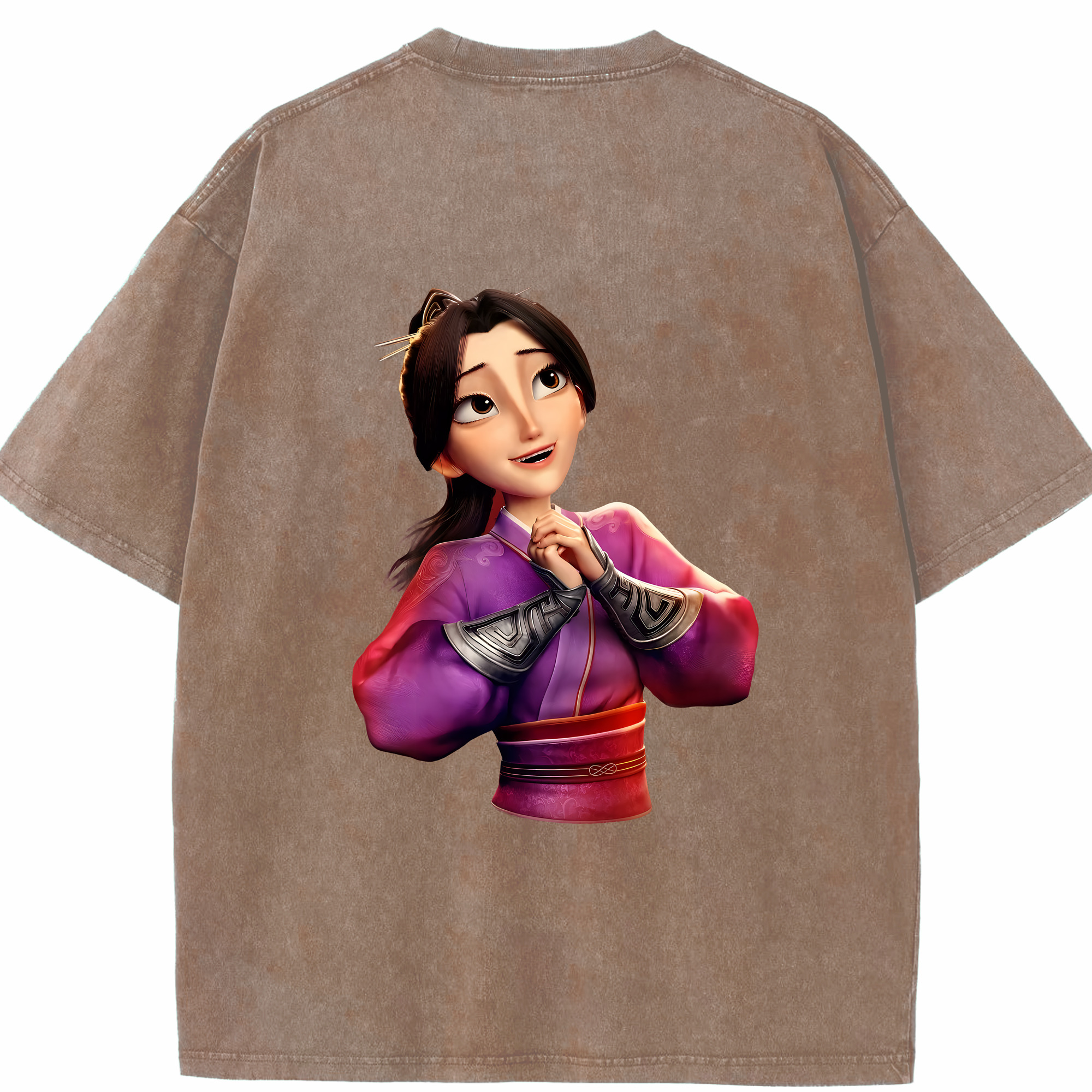 （画像用） Ne Zha 2 ナタ 魔童の大暴れ 綿100% ヴィンテージ風 半袖Tシャツ（背面プリント）