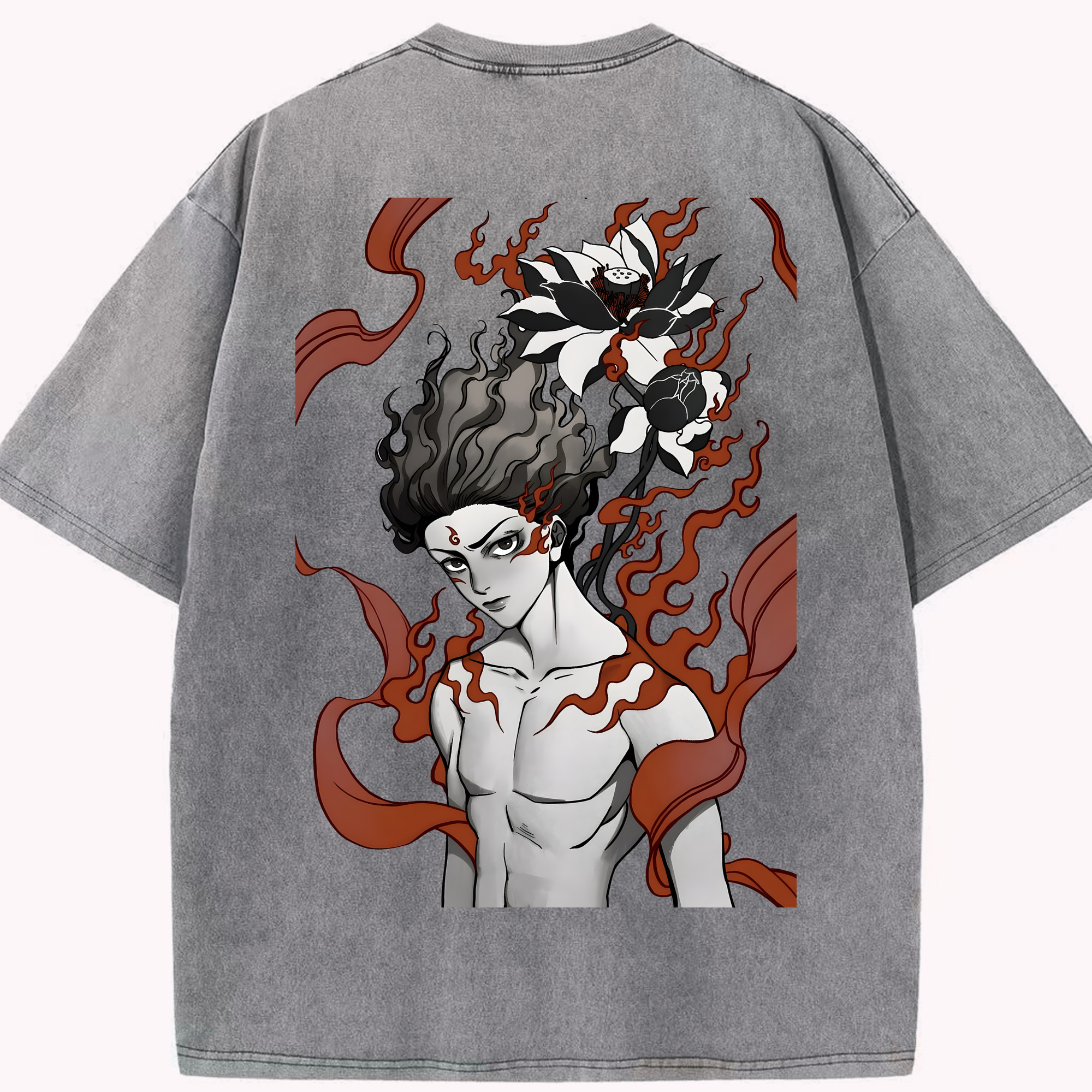 （画像用） Ne Zha 2 ナタ 魔童の大暴れ 綿100% ヴィンテージ風 半袖Tシャツ（背面プリント）