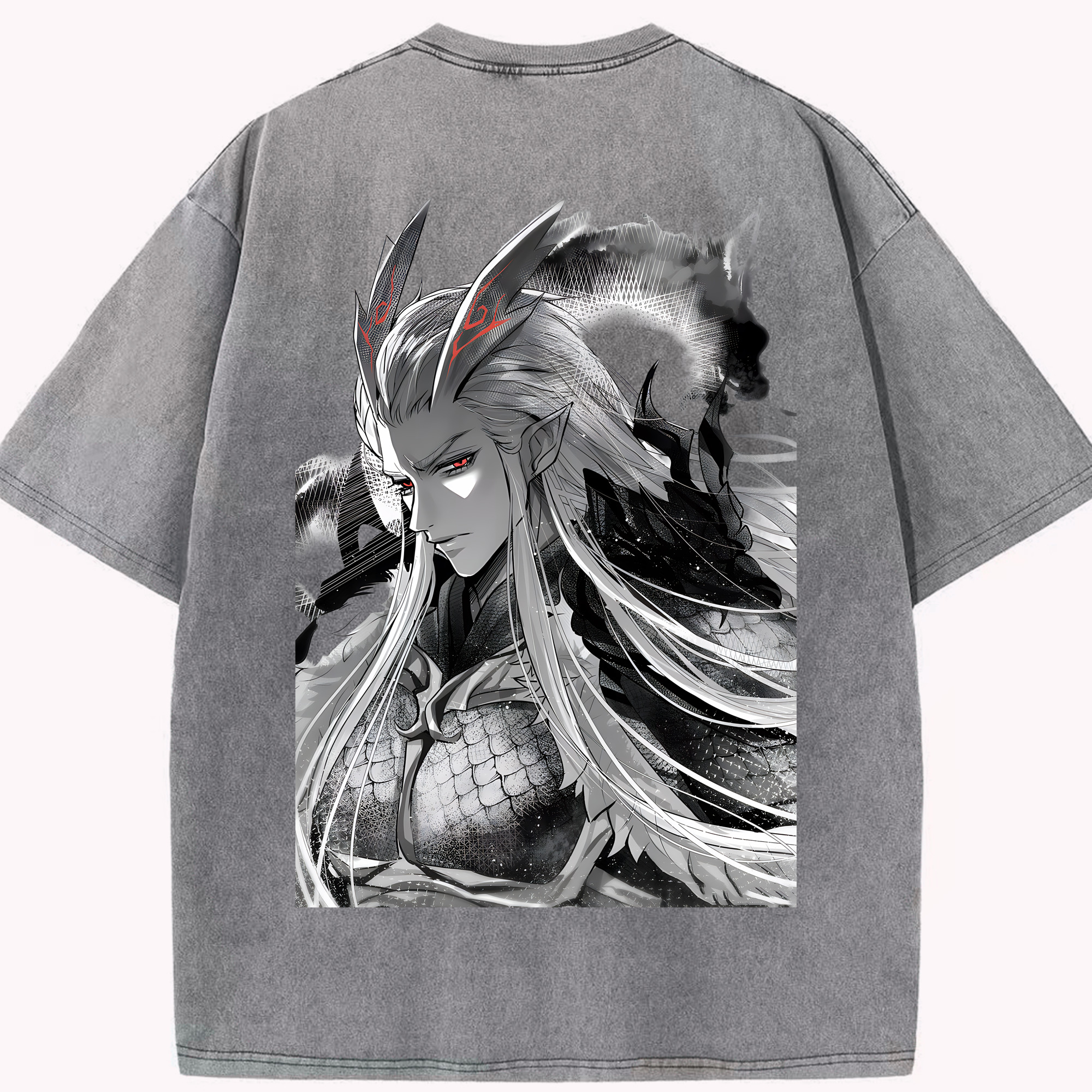 （画像用） Ne Zha 2 ナタ 魔童の大暴れ 綿100% ヴィンテージ風 半袖Tシャツ（背面プリント）