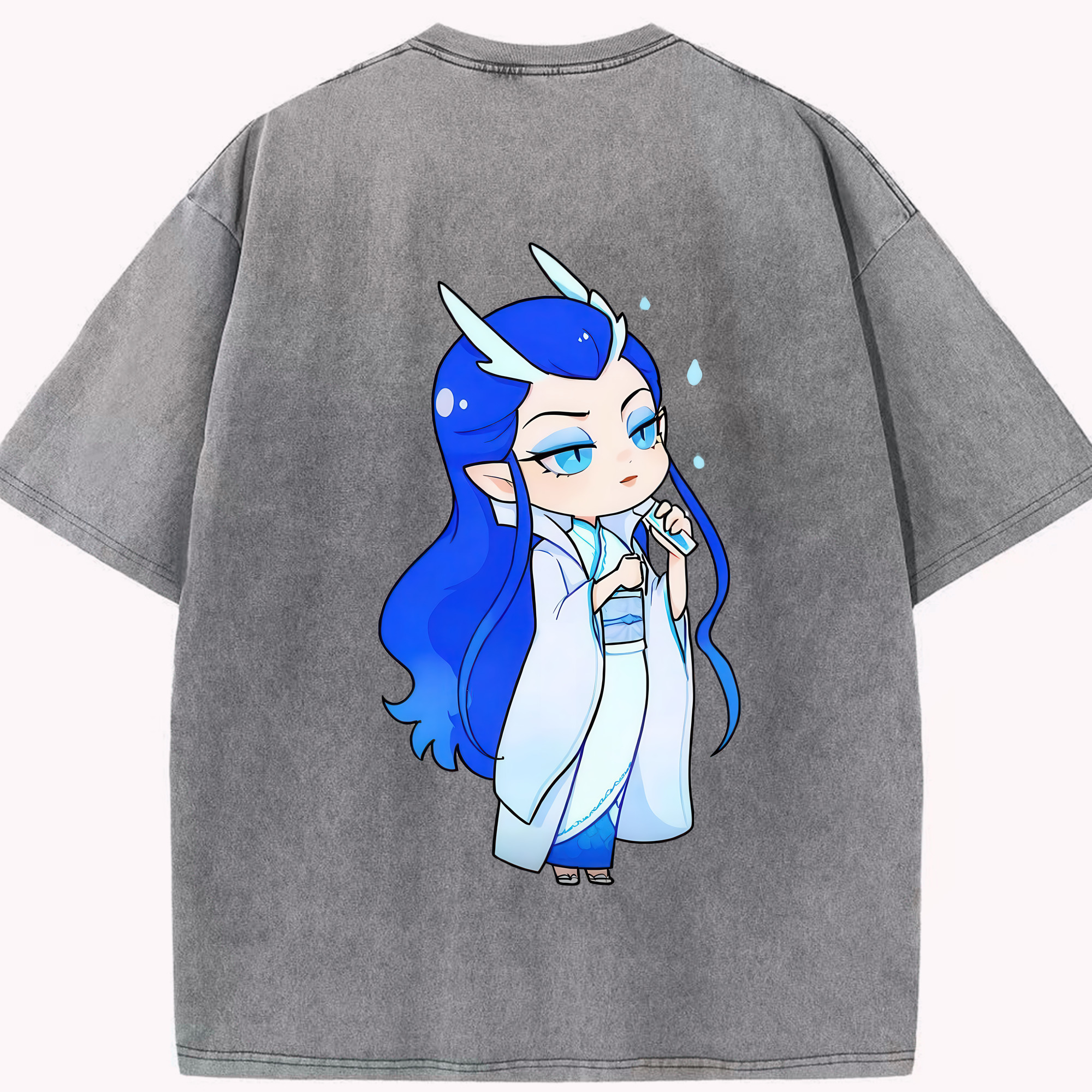 （画像用） Ne Zha 2 ナタ 魔童の大暴れ 綿100% ヴィンテージ風 半袖Tシャツ（背面プリント）