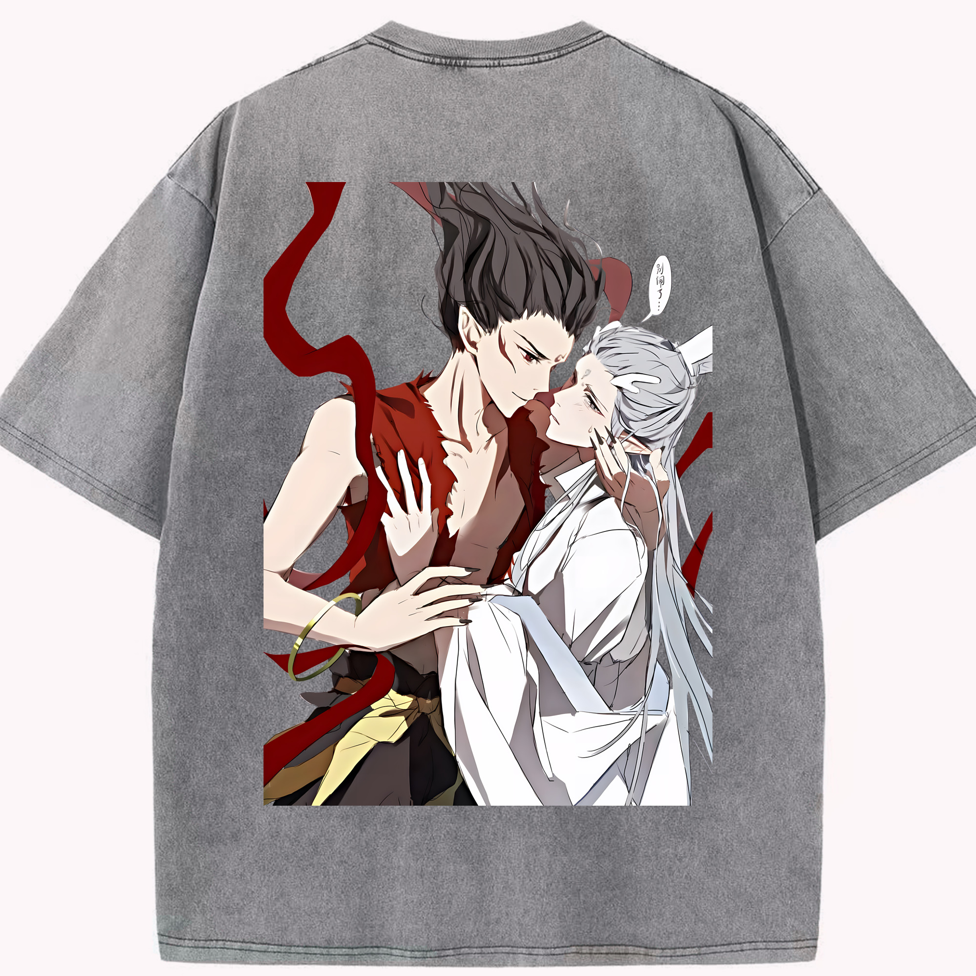 （画像用） Ne Zha 2 ナタ 魔童の大暴れ 綿100% ヴィンテージ風 半袖Tシャツ（背面プリント）