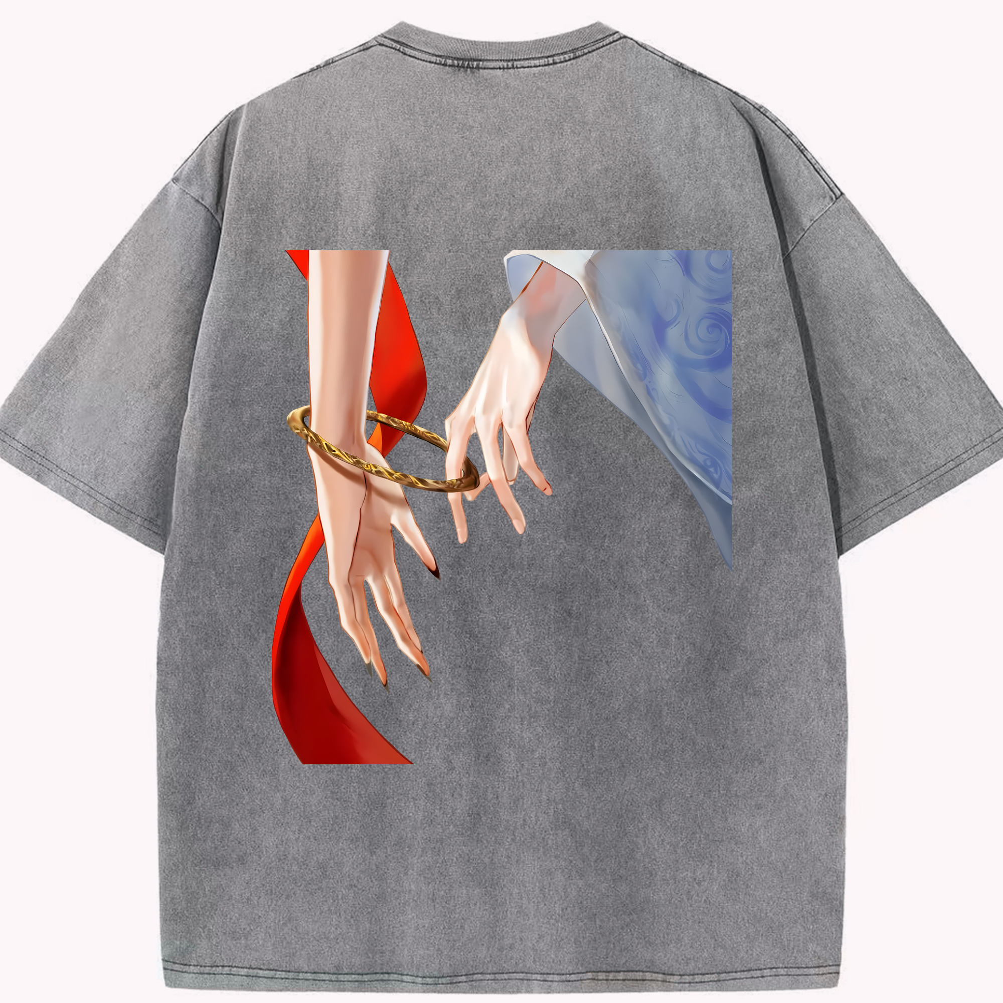 （画像用） Ne Zha 2 ナタ 魔童の大暴れ 綿100% ヴィンテージ風 半袖Tシャツ（背面プリント）