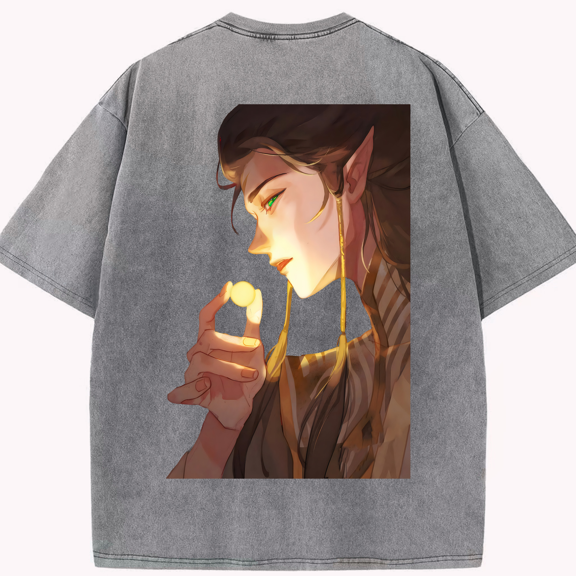 （画像用） Ne Zha 2 ナタ 魔童の大暴れ 綿100% ヴィンテージ風 半袖Tシャツ（背面プリント）