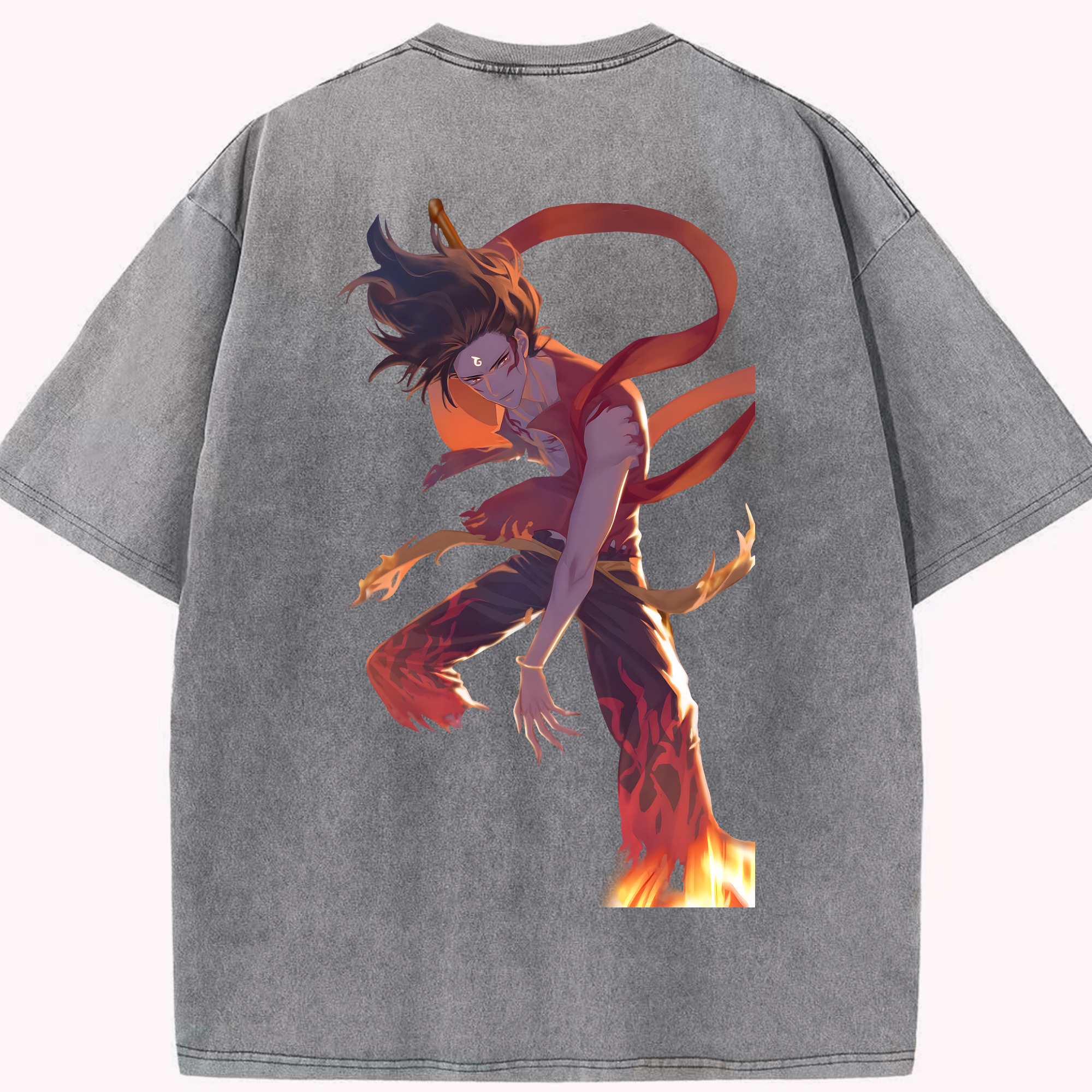 （画像用） Ne Zha 2 ナタ 魔童の大暴れ 綿100% ヴィンテージ風 半袖Tシャツ（背面プリント）