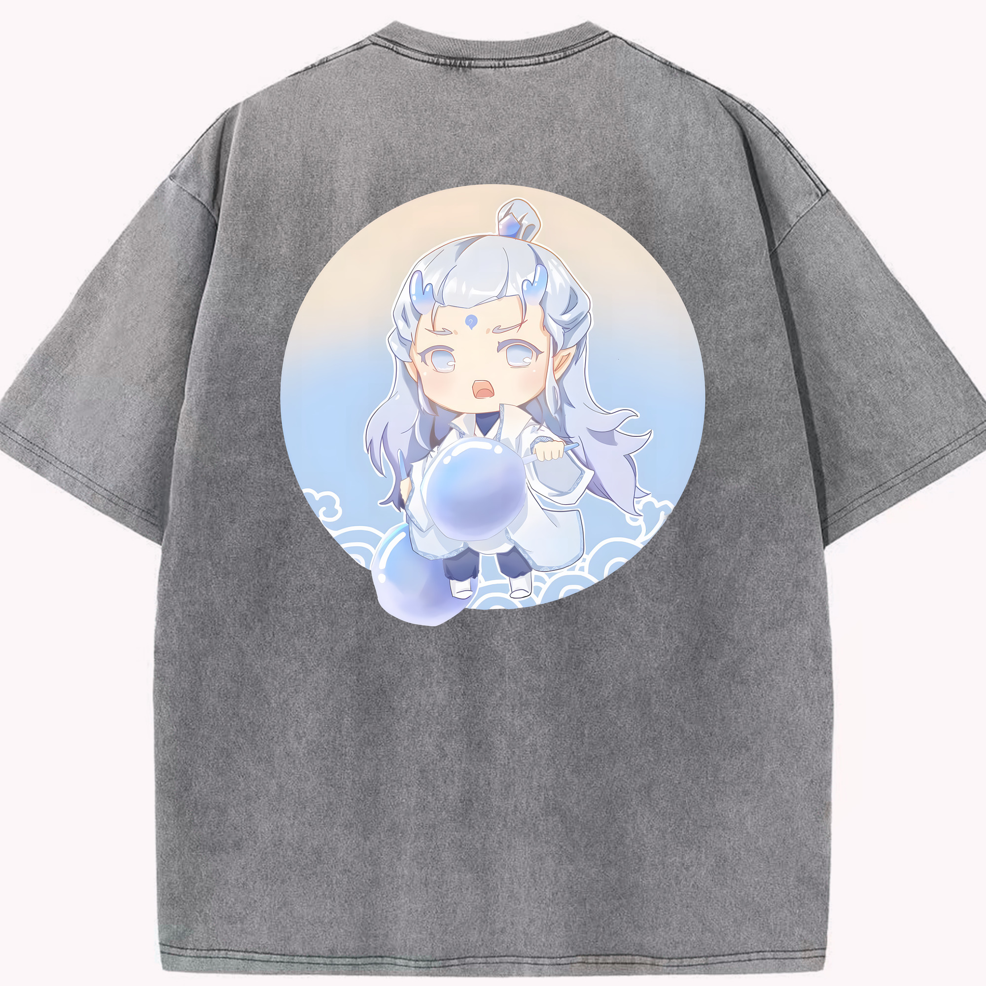 （画像用） Ne Zha 2 ナタ 魔童の大暴れ 綿100% ヴィンテージ風 半袖Tシャツ（背面プリント）