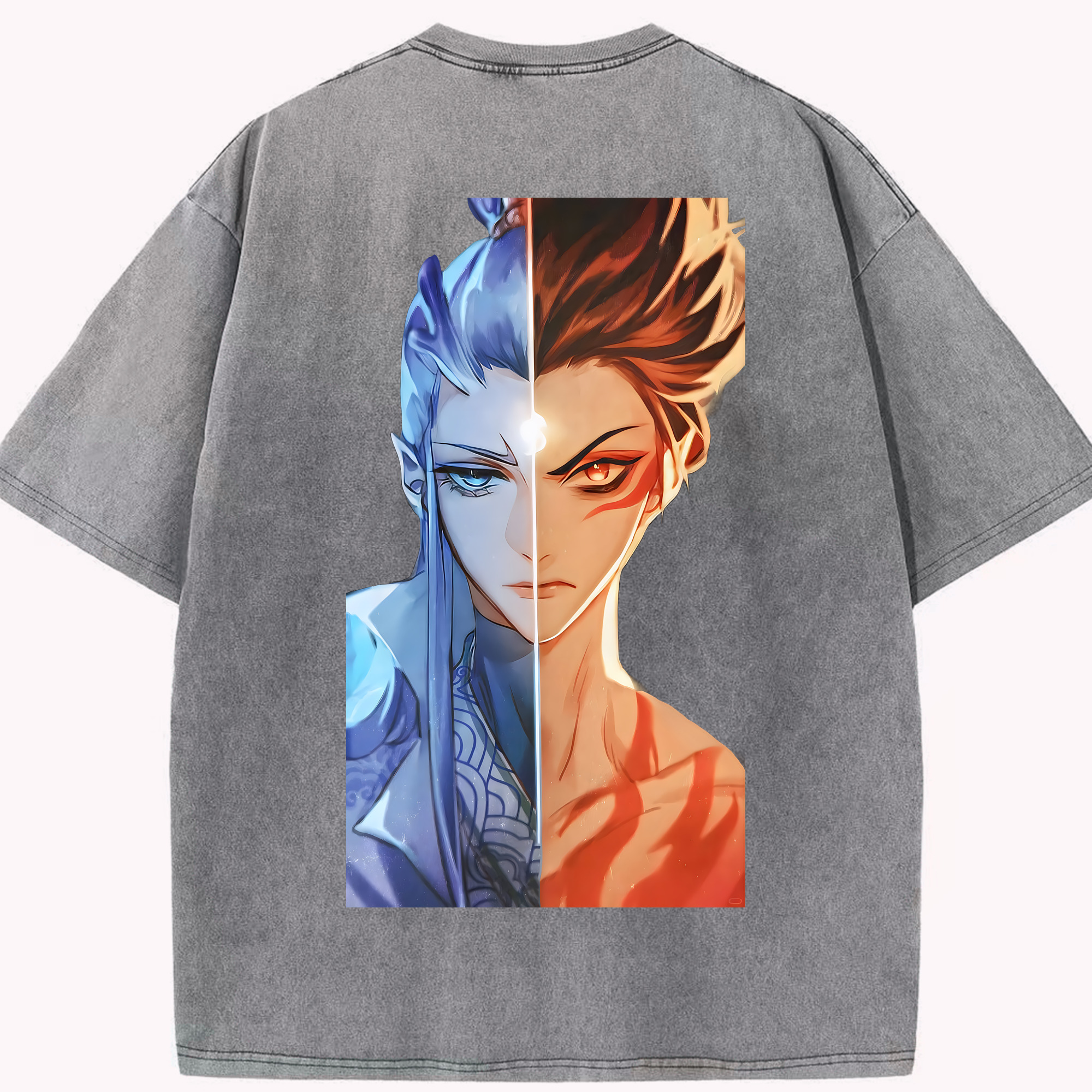 （画像用） Ne Zha 2 ナタ 魔童の大暴れ 綿100% ヴィンテージ風 半袖Tシャツ（背面プリント）