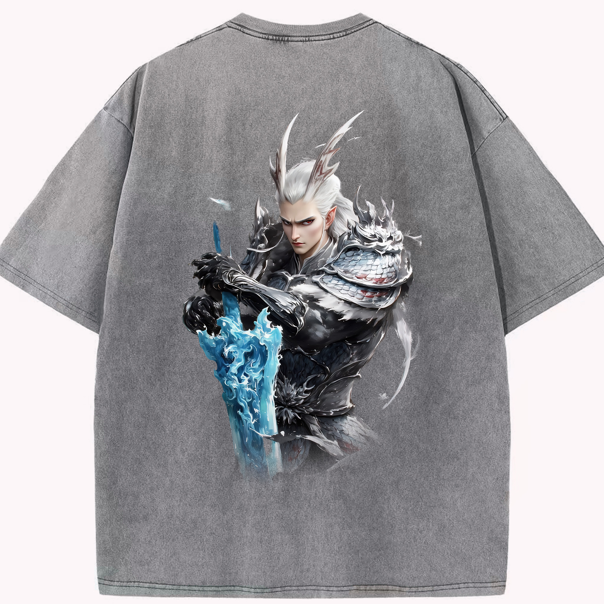 （画像用） Ne Zha 2 ナタ 魔童の大暴れ 綿100% ヴィンテージ風 半袖Tシャツ（背面プリント）