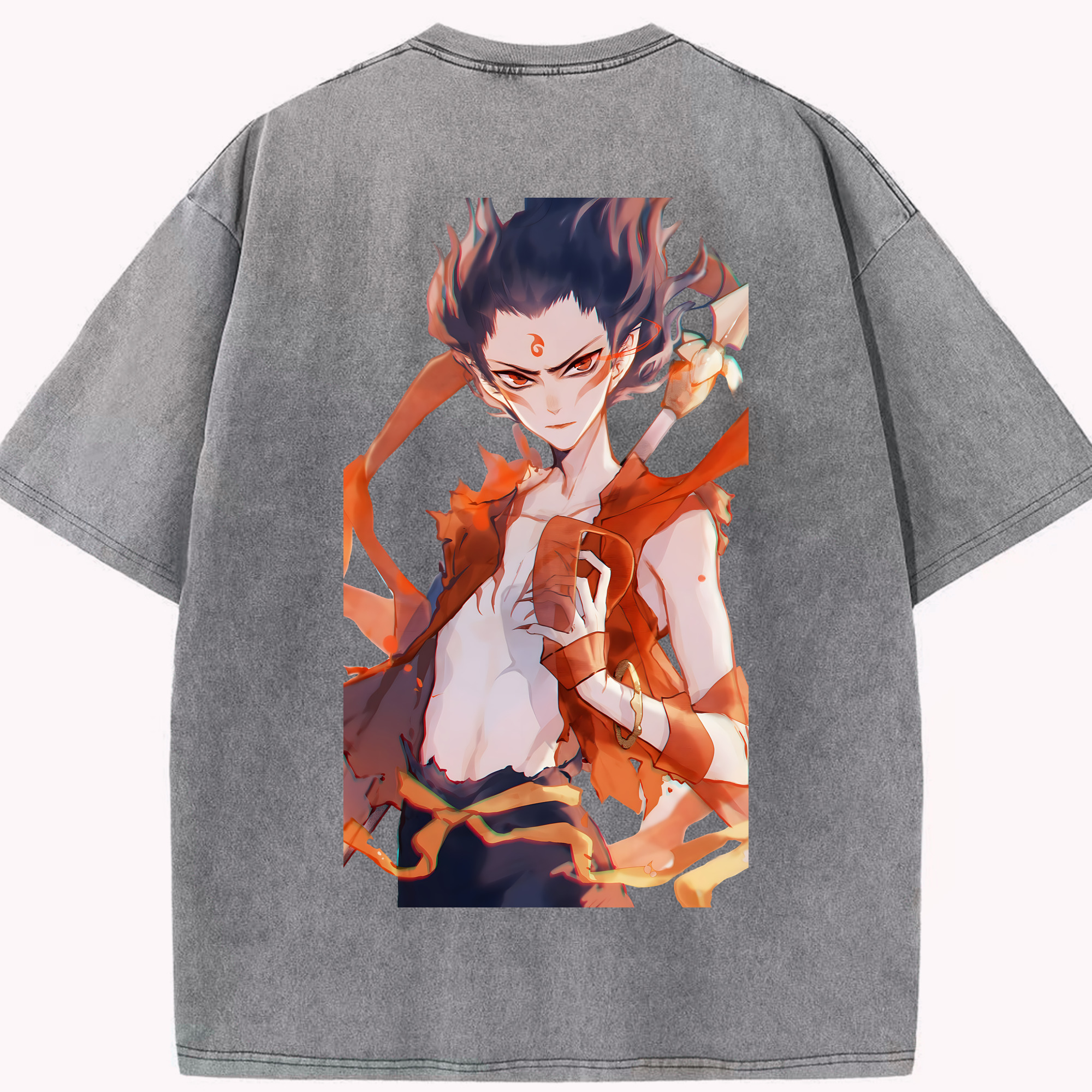 （画像用） Ne Zha 2 ナタ 魔童の大暴れ 綿100% ヴィンテージ風 半袖Tシャツ（背面プリント）