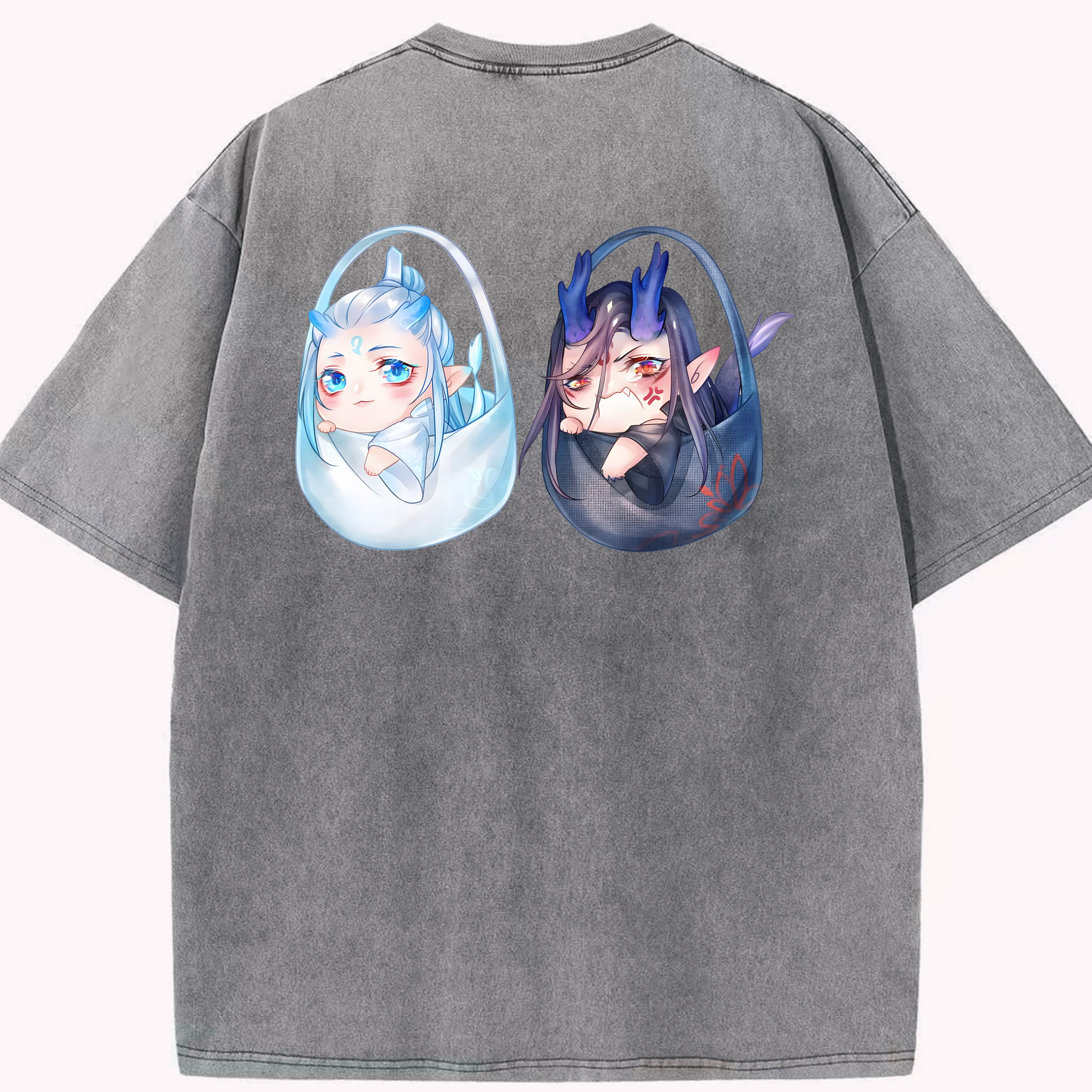 （画像用） Ne Zha 2 ナタ 魔童の大暴れ 綿100% ヴィンテージ風 半袖Tシャツ（背面プリント）