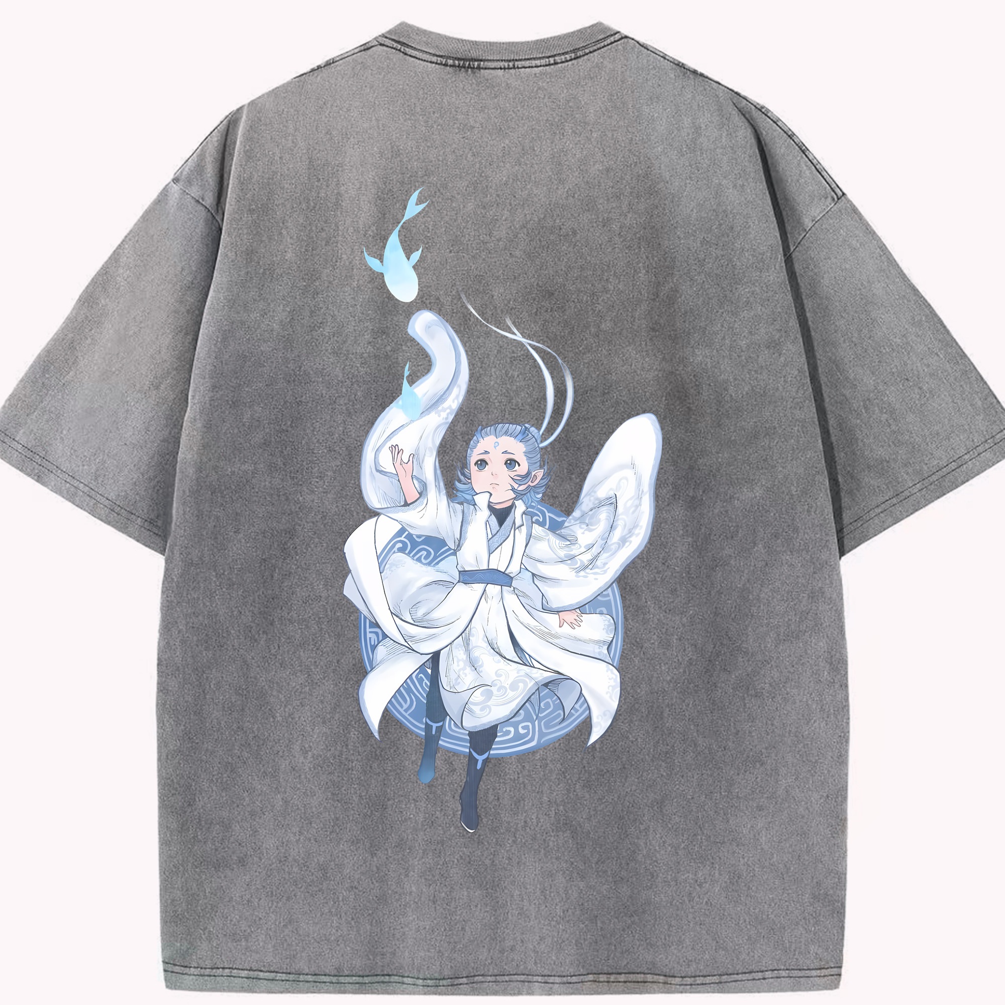 （画像用） Ne Zha 2 ナタ 魔童の大暴れ 綿100% ヴィンテージ風 半袖Tシャツ（背面プリント）