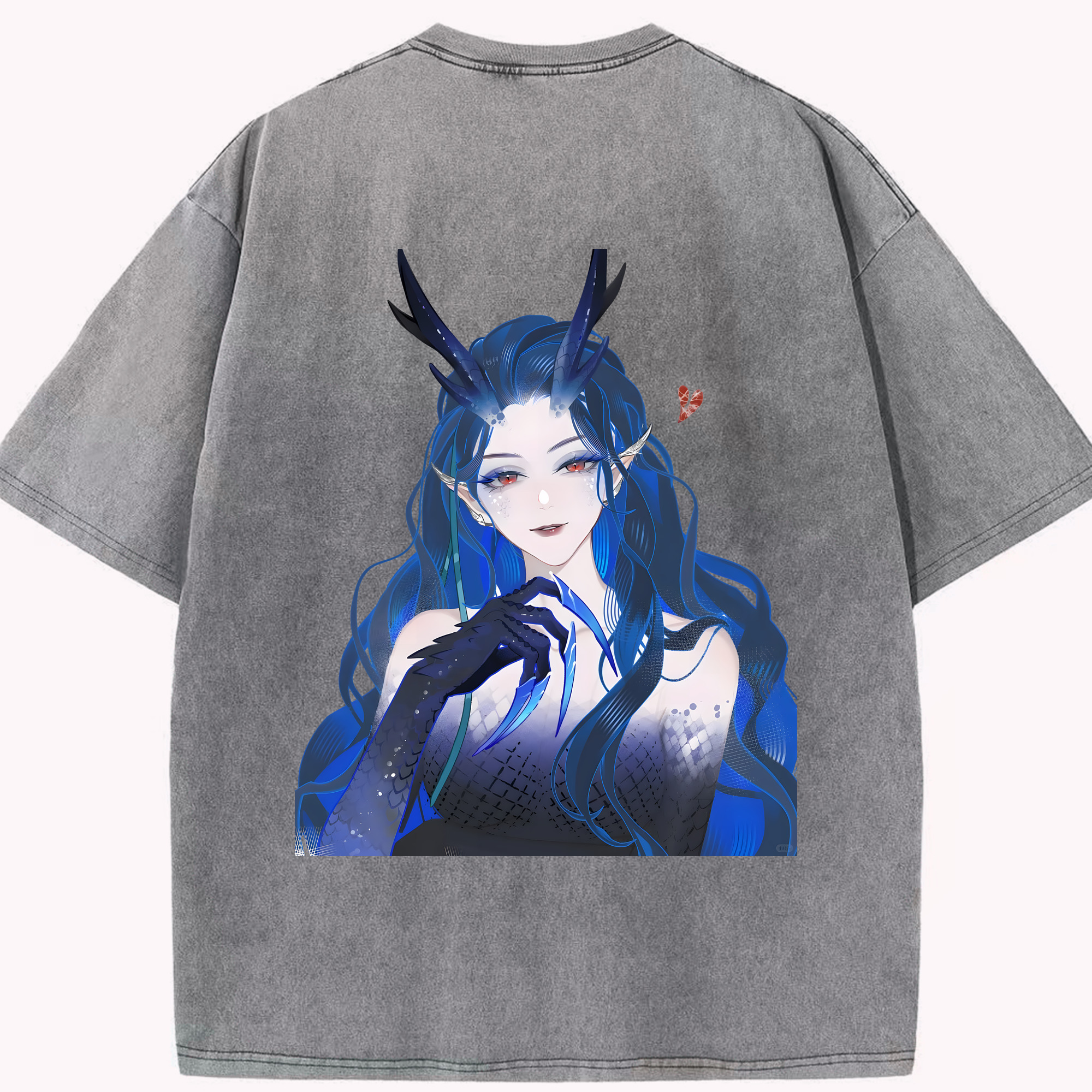 （画像用） Ne Zha 2 ナタ 魔童の大暴れ 綿100% ヴィンテージ風 半袖Tシャツ（背面プリント）