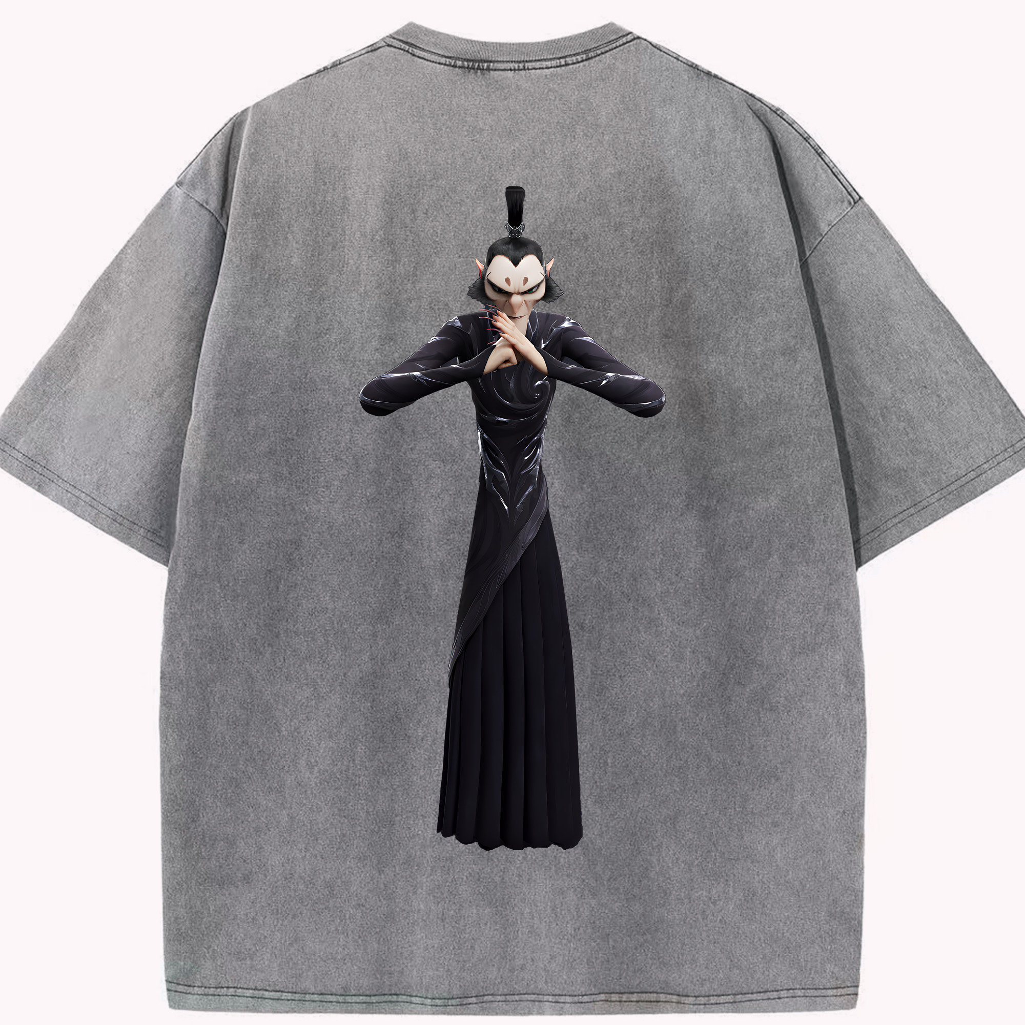 （画像用） Ne Zha 2 ナタ 魔童の大暴れ 綿100% ヴィンテージ風 半袖Tシャツ（背面プリント）
