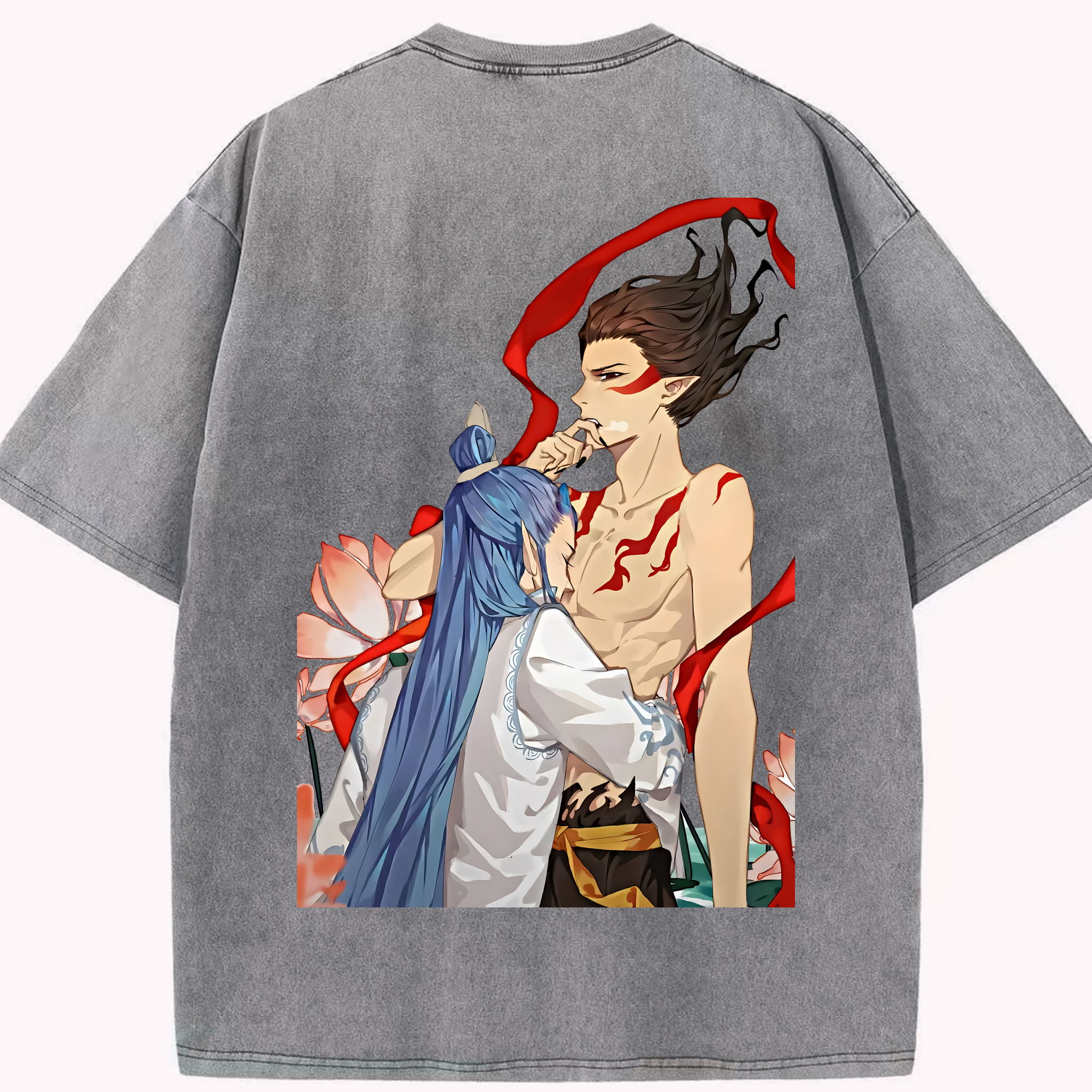 （画像用） Ne Zha 2 ナタ 魔童の大暴れ 綿100% ヴィンテージ風 半袖Tシャツ（背面プリント）