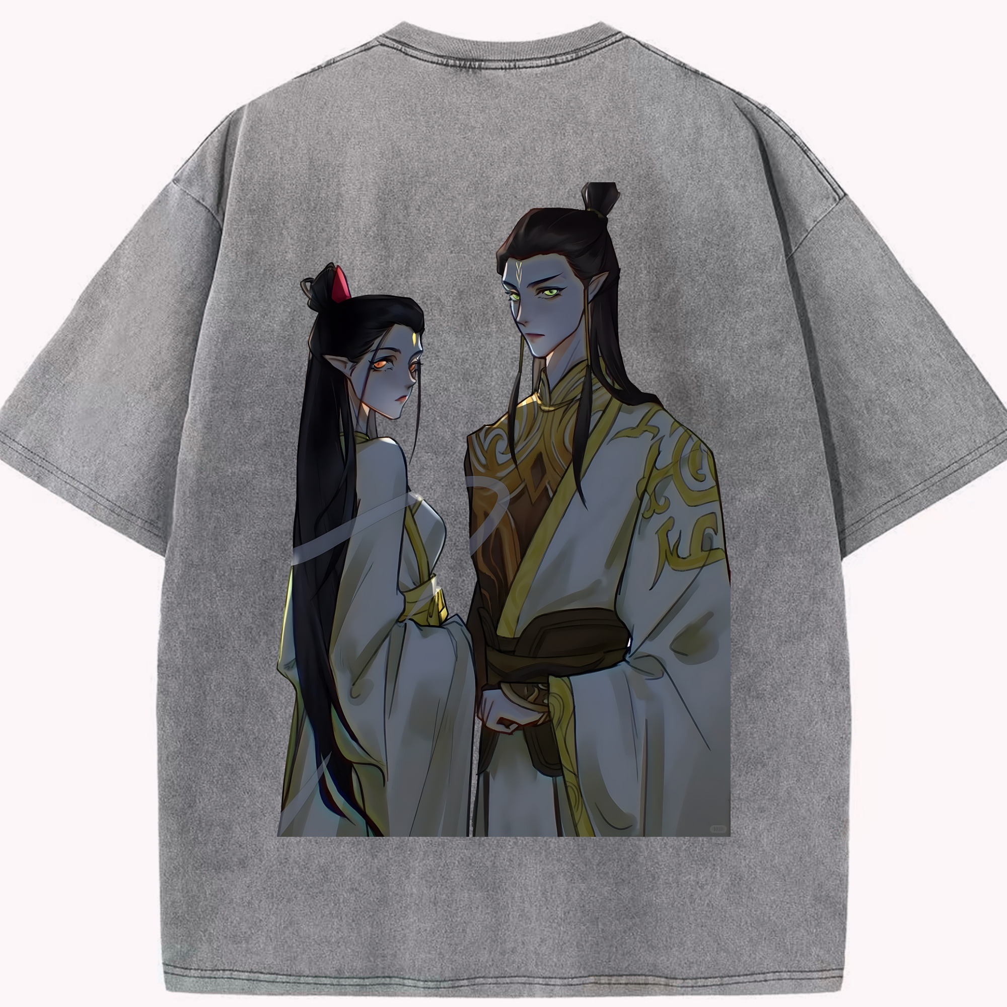 （画像用） Ne Zha 2 ナタ 魔童の大暴れ 綿100% ヴィンテージ風 半袖Tシャツ（背面プリント）