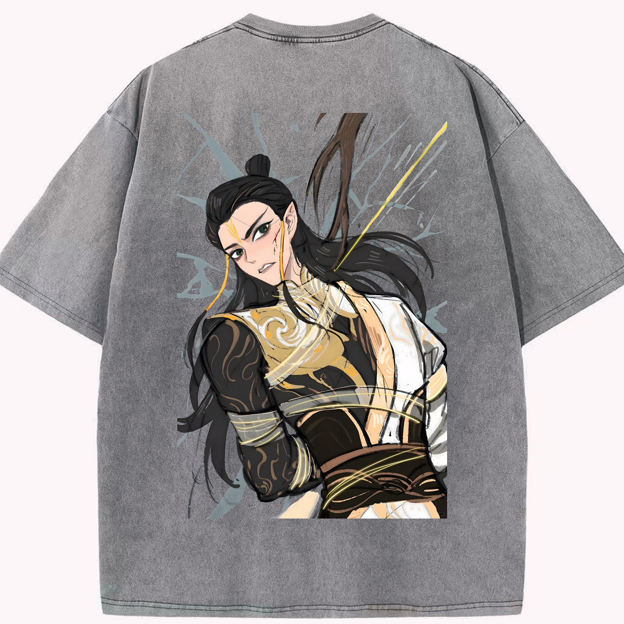 （画像用） Ne Zha 2 ナタ 魔童の大暴れ 綿100% ヴィンテージ風 半袖Tシャツ（背面プリント）