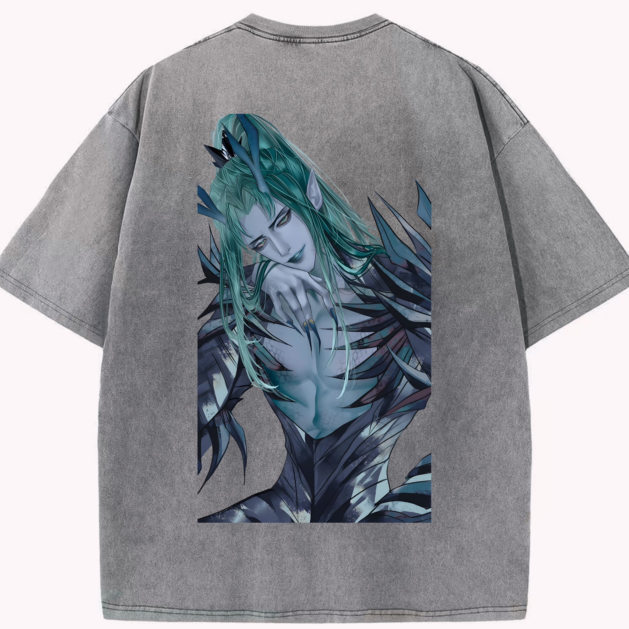 （画像用） Ne Zha 2 ナタ 魔童の大暴れ 綿100% ヴィンテージ風 半袖Tシャツ（背面プリント）