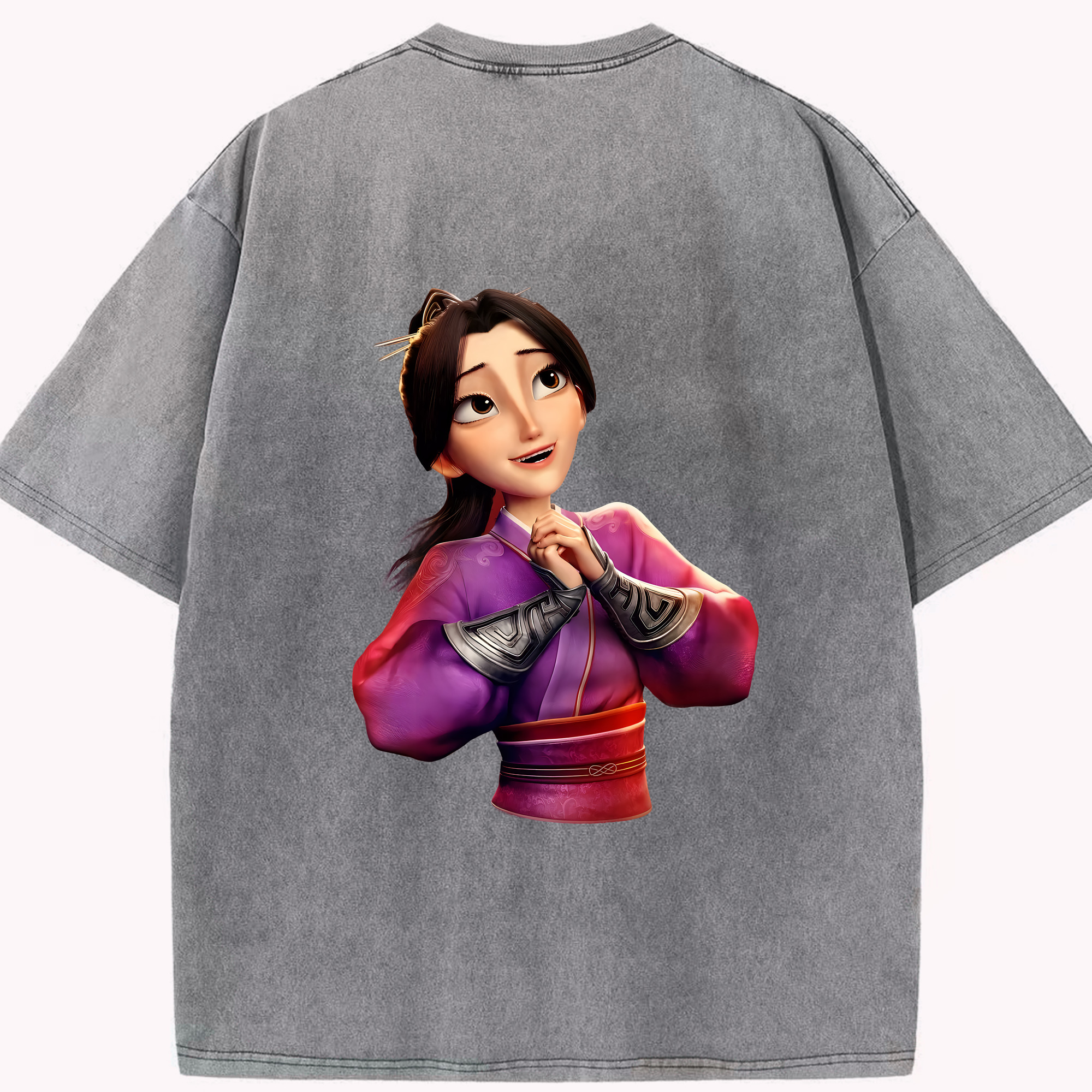 （画像用） Ne Zha 2 ナタ 魔童の大暴れ 綿100% ヴィンテージ風 半袖Tシャツ（背面プリント）