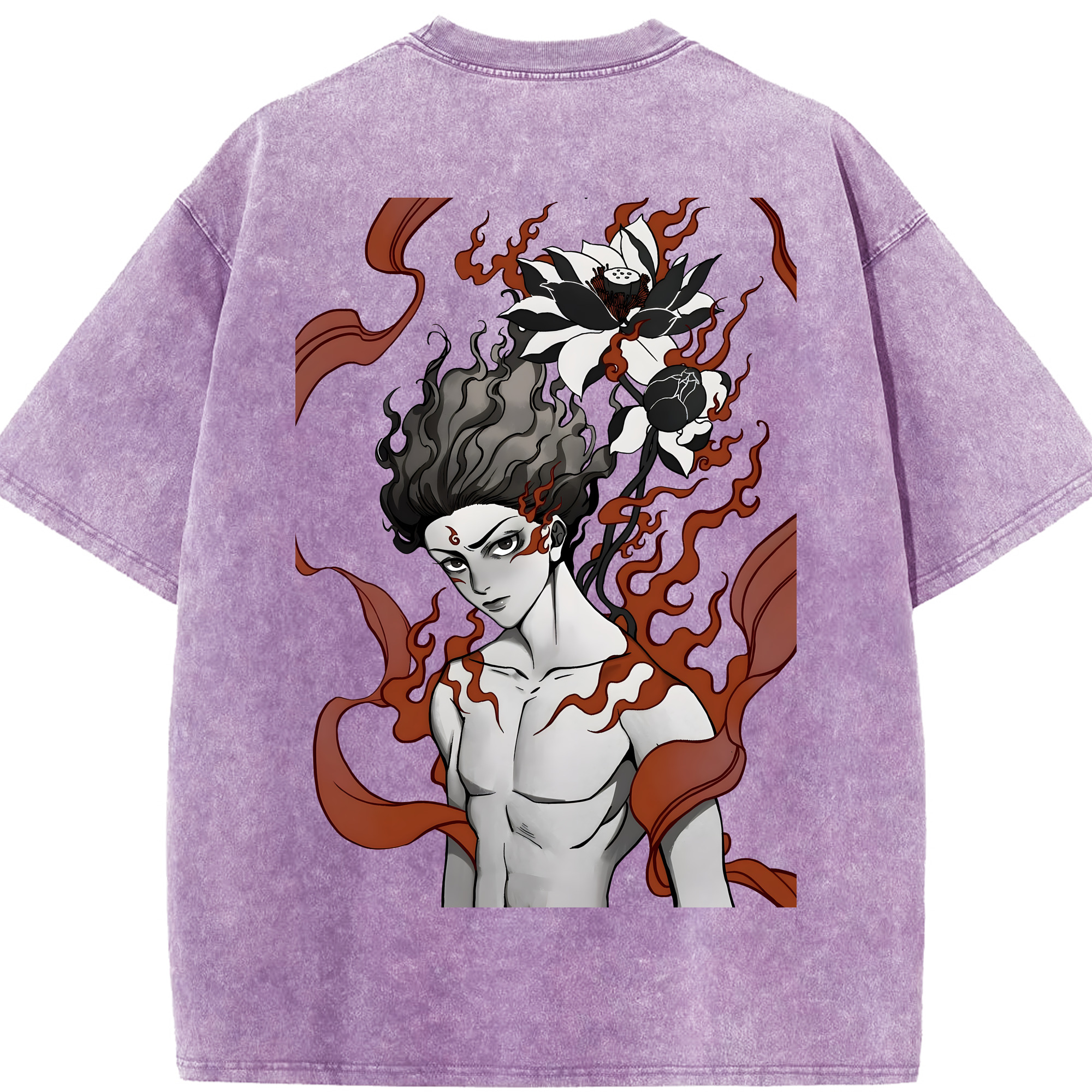 （画像用） Ne Zha 2 ナタ 魔童の大暴れ 綿100% ヴィンテージ風 半袖Tシャツ（背面プリント）