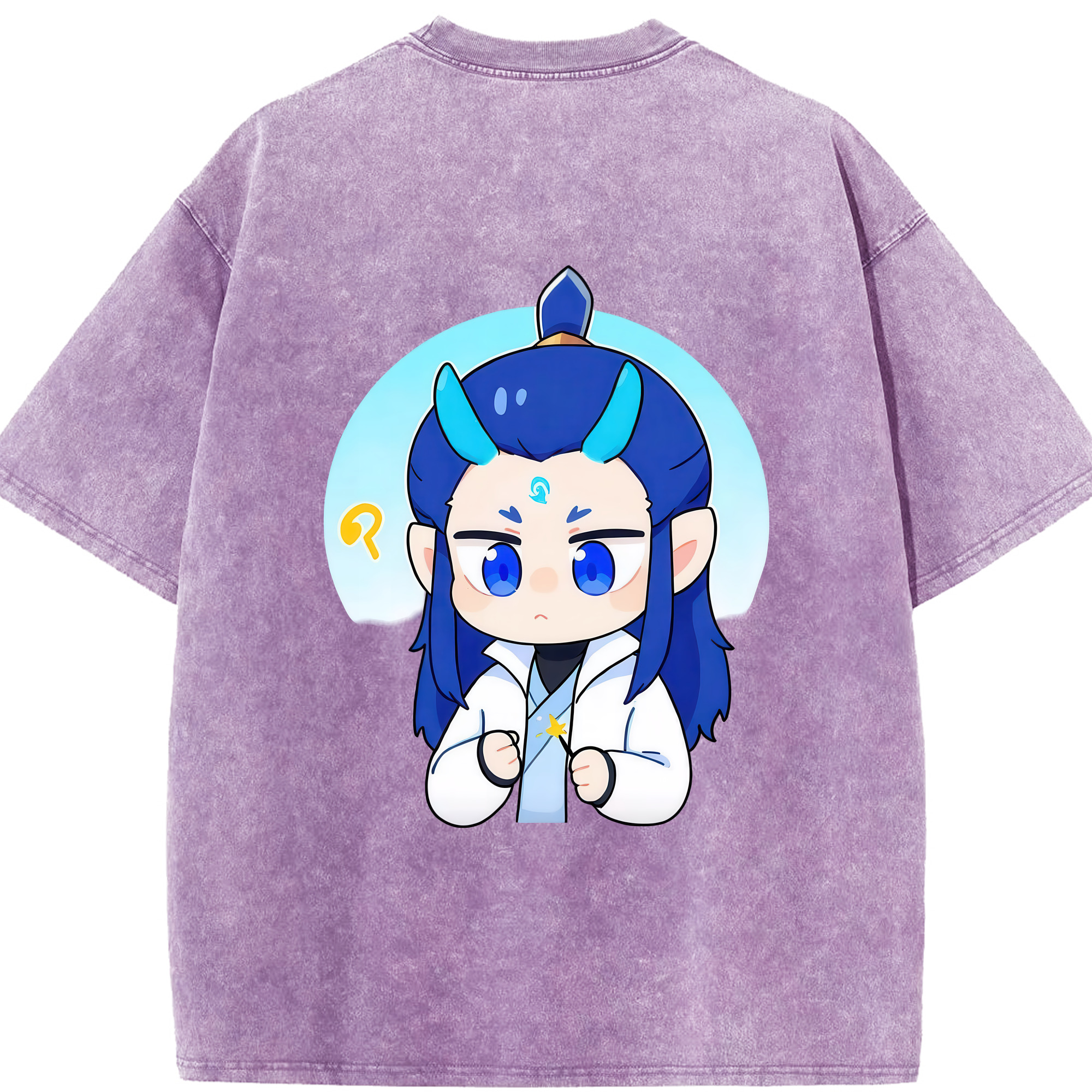 （画像用） Ne Zha 2 ナタ 魔童の大暴れ 綿100% ヴィンテージ風 半袖Tシャツ（背面プリント）