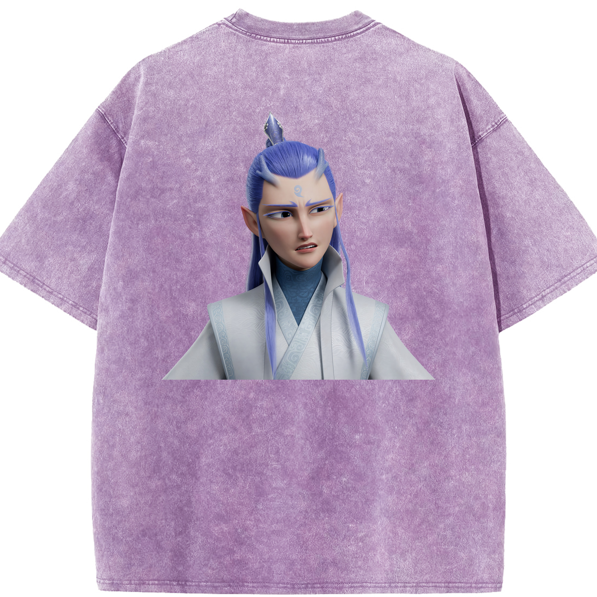 （画像用） Ne Zha 2 ナタ 魔童の大暴れ 綿100% ヴィンテージ風 半袖Tシャツ（背面プリント）