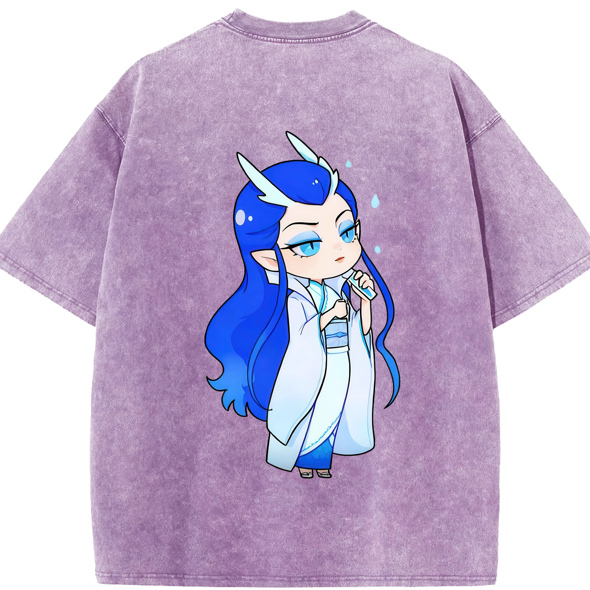 （画像用） Ne Zha 2 ナタ 魔童の大暴れ 綿100% ヴィンテージ風 半袖Tシャツ（背面プリント）