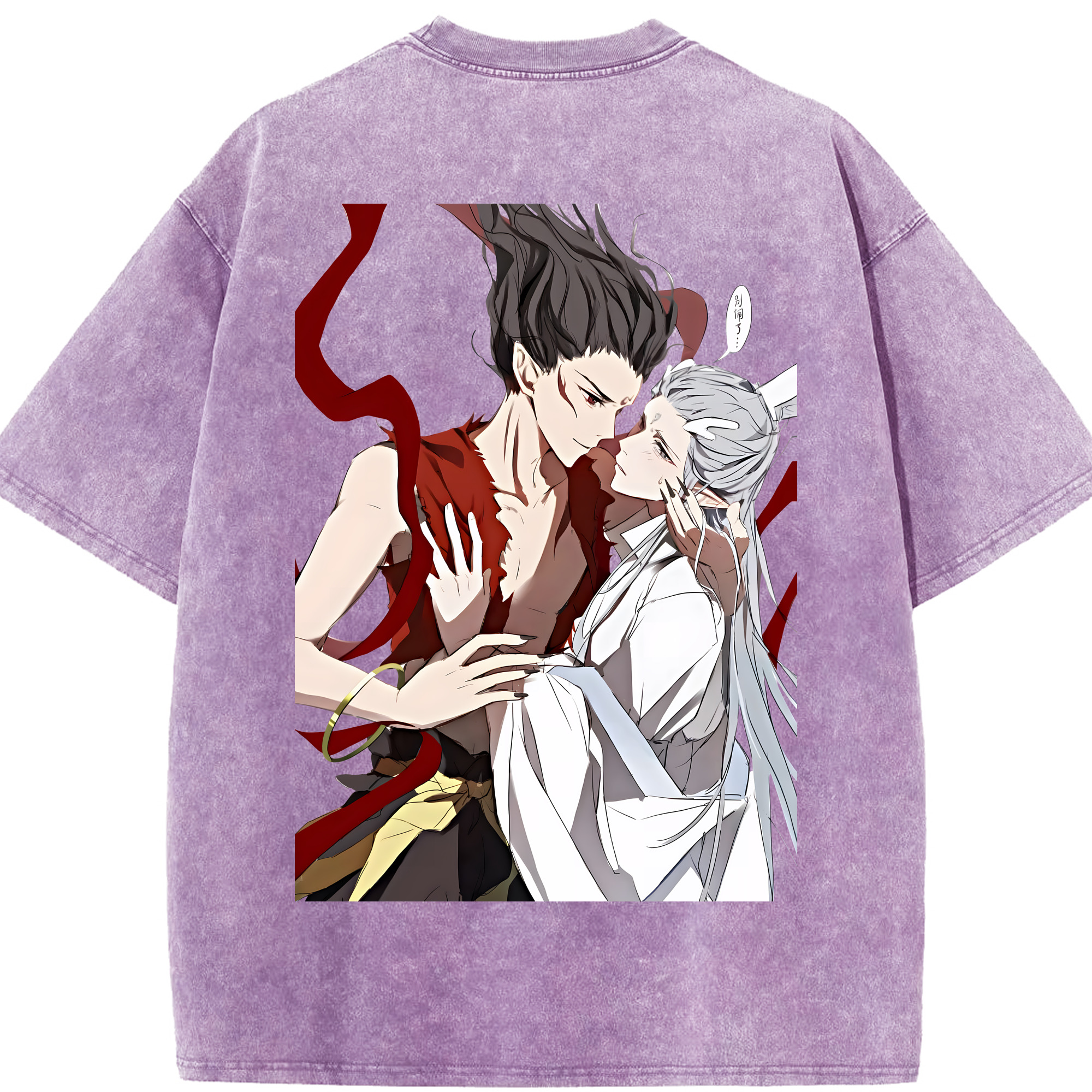 （画像用） Ne Zha 2 ナタ 魔童の大暴れ 綿100% ヴィンテージ風 半袖Tシャツ（背面プリント）