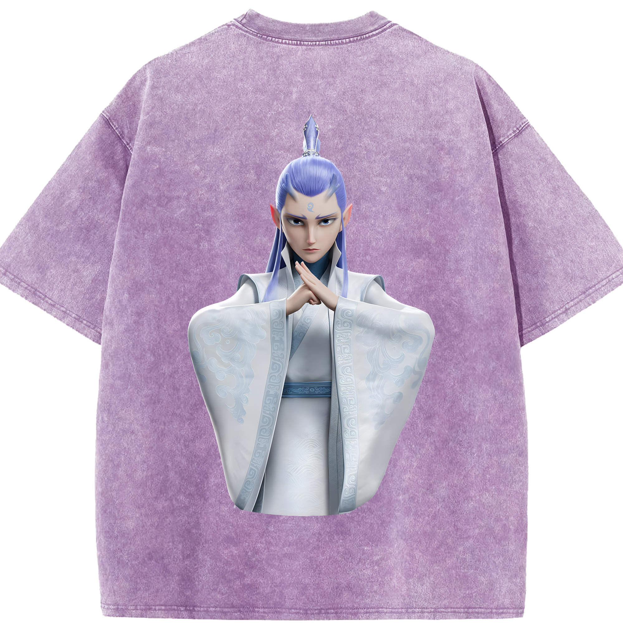 （画像用） Ne Zha 2 ナタ 魔童の大暴れ 綿100% ヴィンテージ風 半袖Tシャツ（背面プリント）