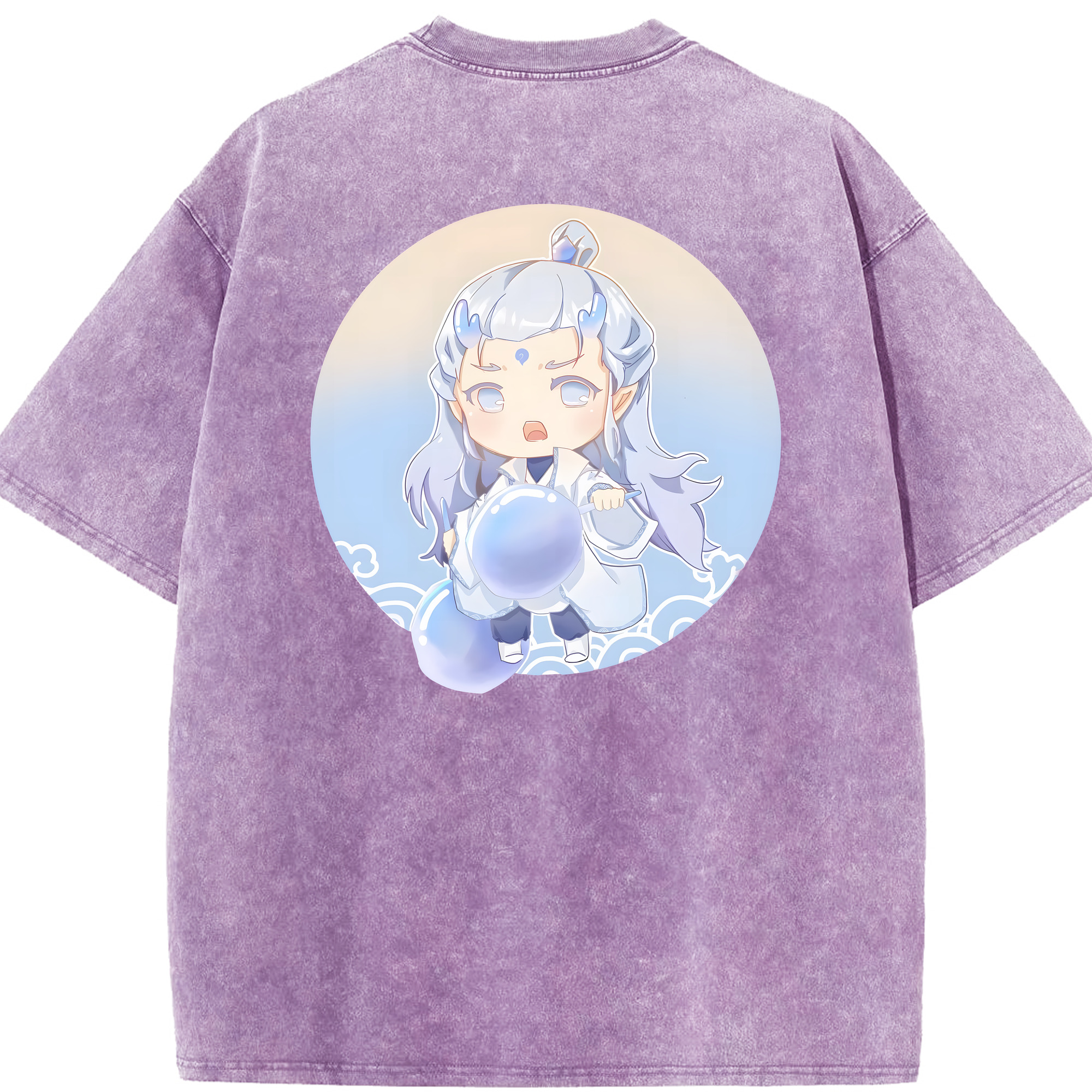 （画像用） Ne Zha 2 ナタ 魔童の大暴れ 綿100% ヴィンテージ風 半袖Tシャツ（背面プリント）