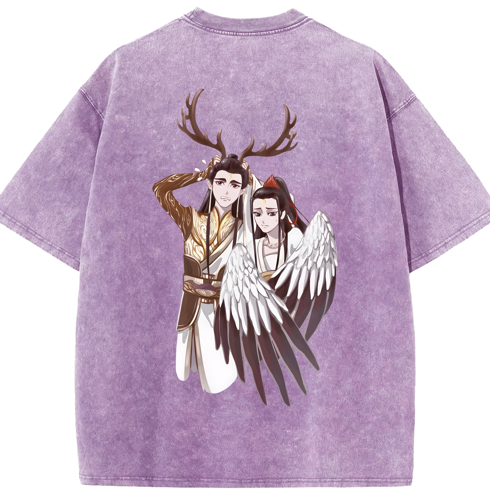 （画像用） Ne Zha 2 ナタ 魔童の大暴れ 綿100% ヴィンテージ風 半袖Tシャツ（背面プリント）