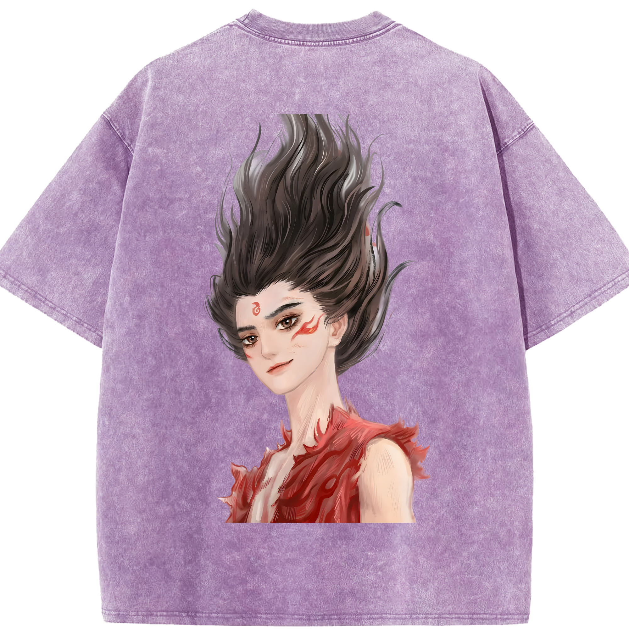 （画像用） Ne Zha 2 ナタ 魔童の大暴れ 綿100% ヴィンテージ風 半袖Tシャツ（背面プリント）