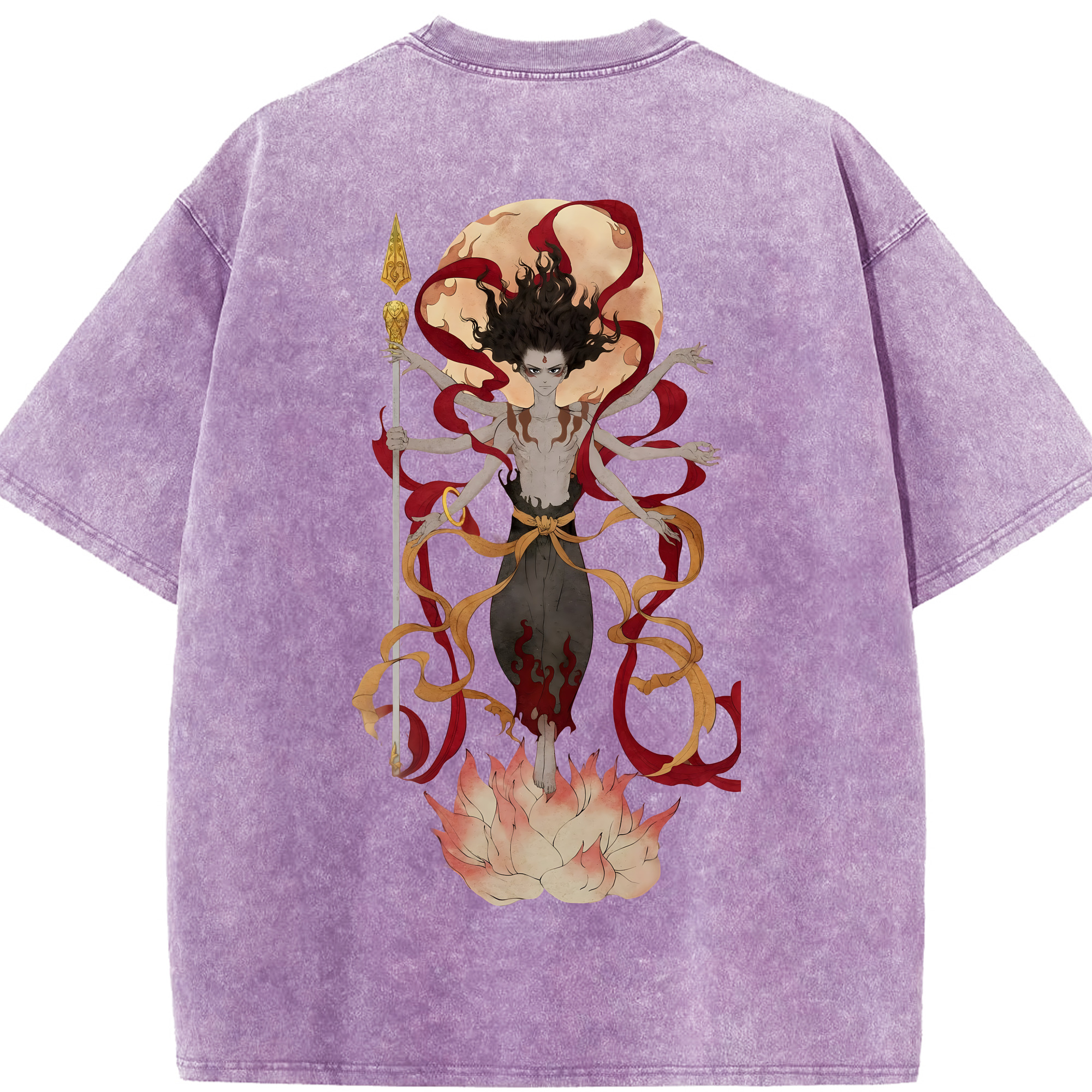 （画像用） Ne Zha 2 ナタ 魔童の大暴れ 綿100% ヴィンテージ風 半袖Tシャツ（背面プリント）