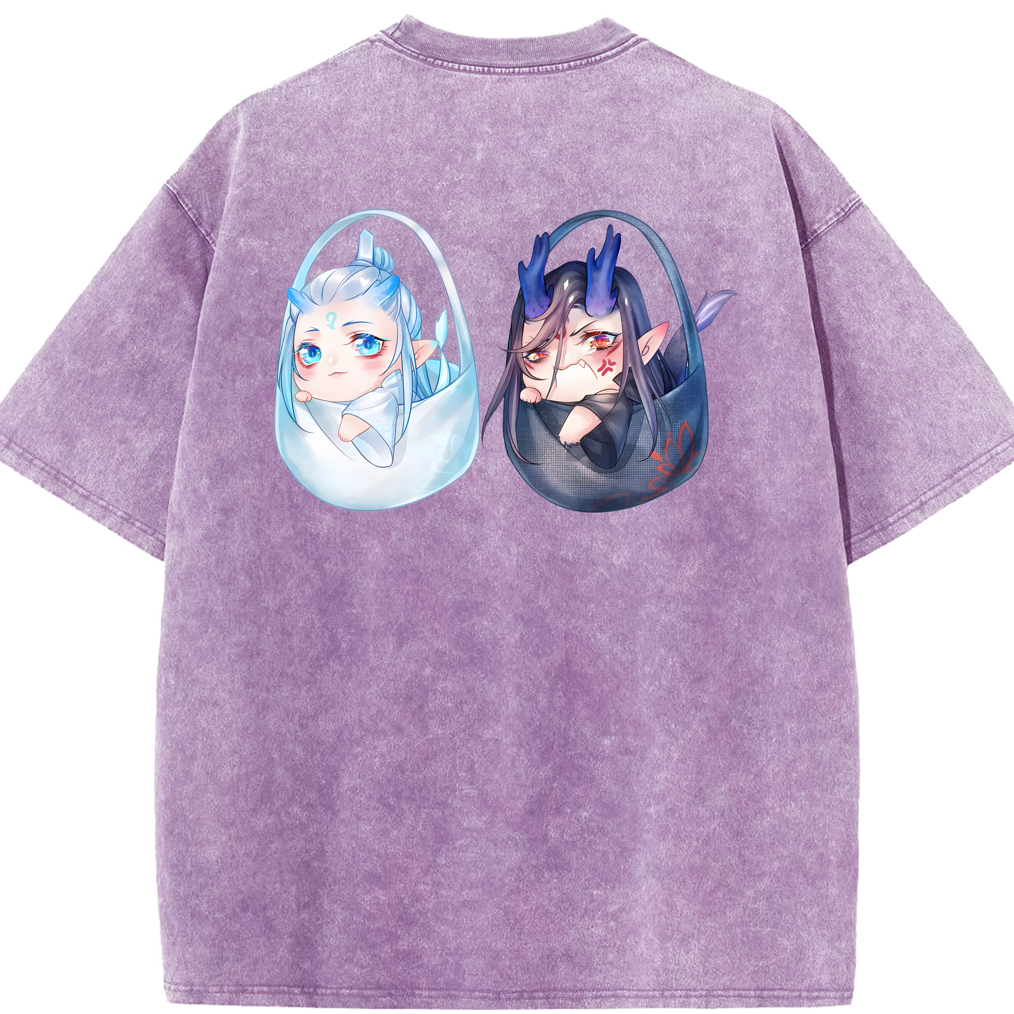 （画像用） Ne Zha 2 ナタ 魔童の大暴れ 綿100% ヴィンテージ風 半袖Tシャツ（背面プリント）