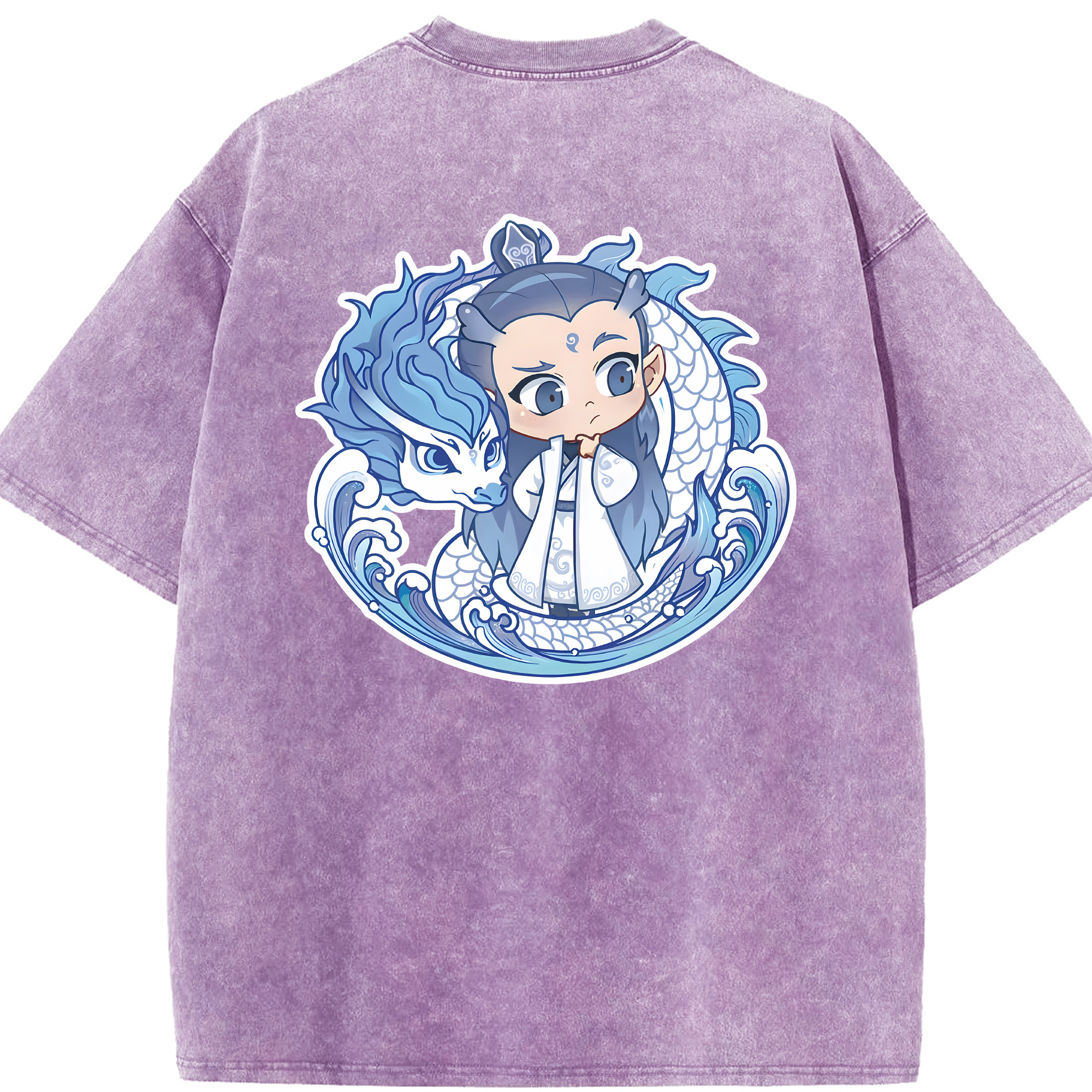 （画像用） Ne Zha 2 ナタ 魔童の大暴れ 綿100% ヴィンテージ風 半袖Tシャツ（背面プリント）