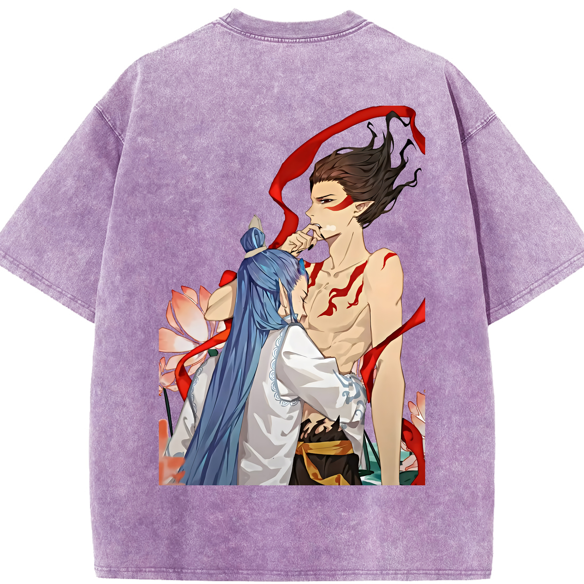 （画像用） Ne Zha 2 ナタ 魔童の大暴れ 綿100% ヴィンテージ風 半袖Tシャツ（背面プリント）