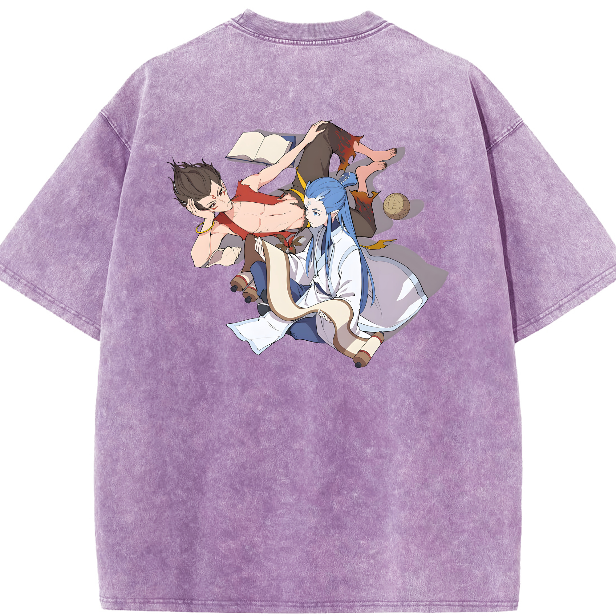 （画像用） Ne Zha 2 ナタ 魔童の大暴れ 綿100% ヴィンテージ風 半袖Tシャツ（背面プリント）
