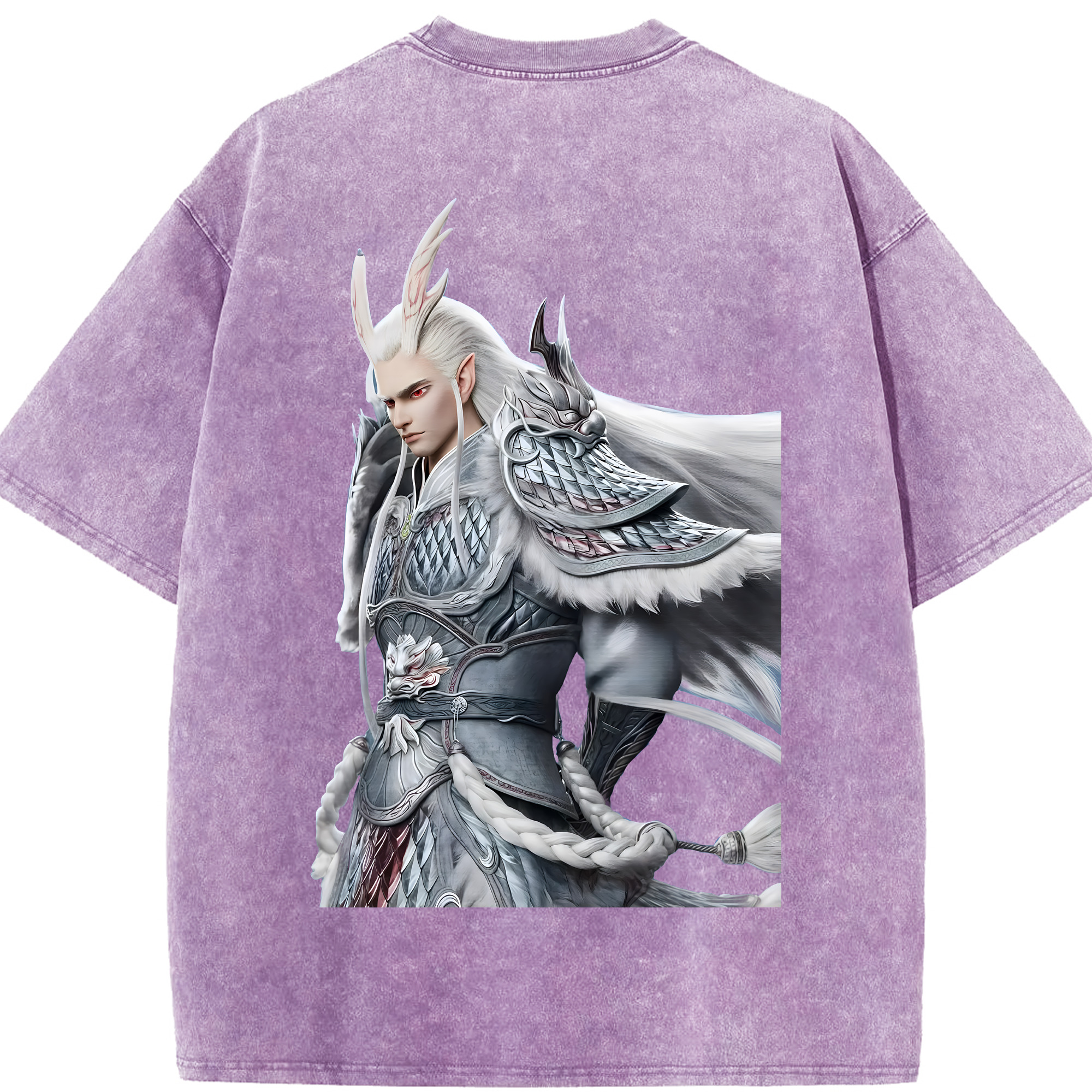 （画像用） Ne Zha 2 ナタ 魔童の大暴れ 綿100% ヴィンテージ風 半袖Tシャツ（背面プリント）
