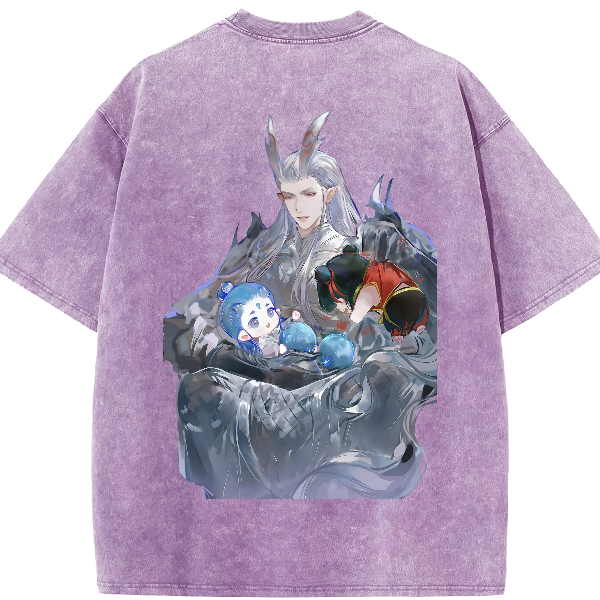 （画像用） Ne Zha 2 ナタ 魔童の大暴れ 綿100% ヴィンテージ風 半袖Tシャツ（背面プリント）