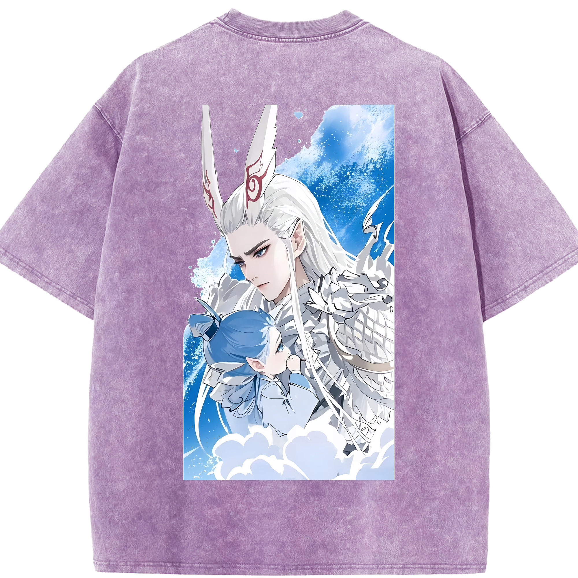 （画像用） Ne Zha 2 ナタ 魔童の大暴れ 綿100% ヴィンテージ風 半袖Tシャツ（背面プリント）