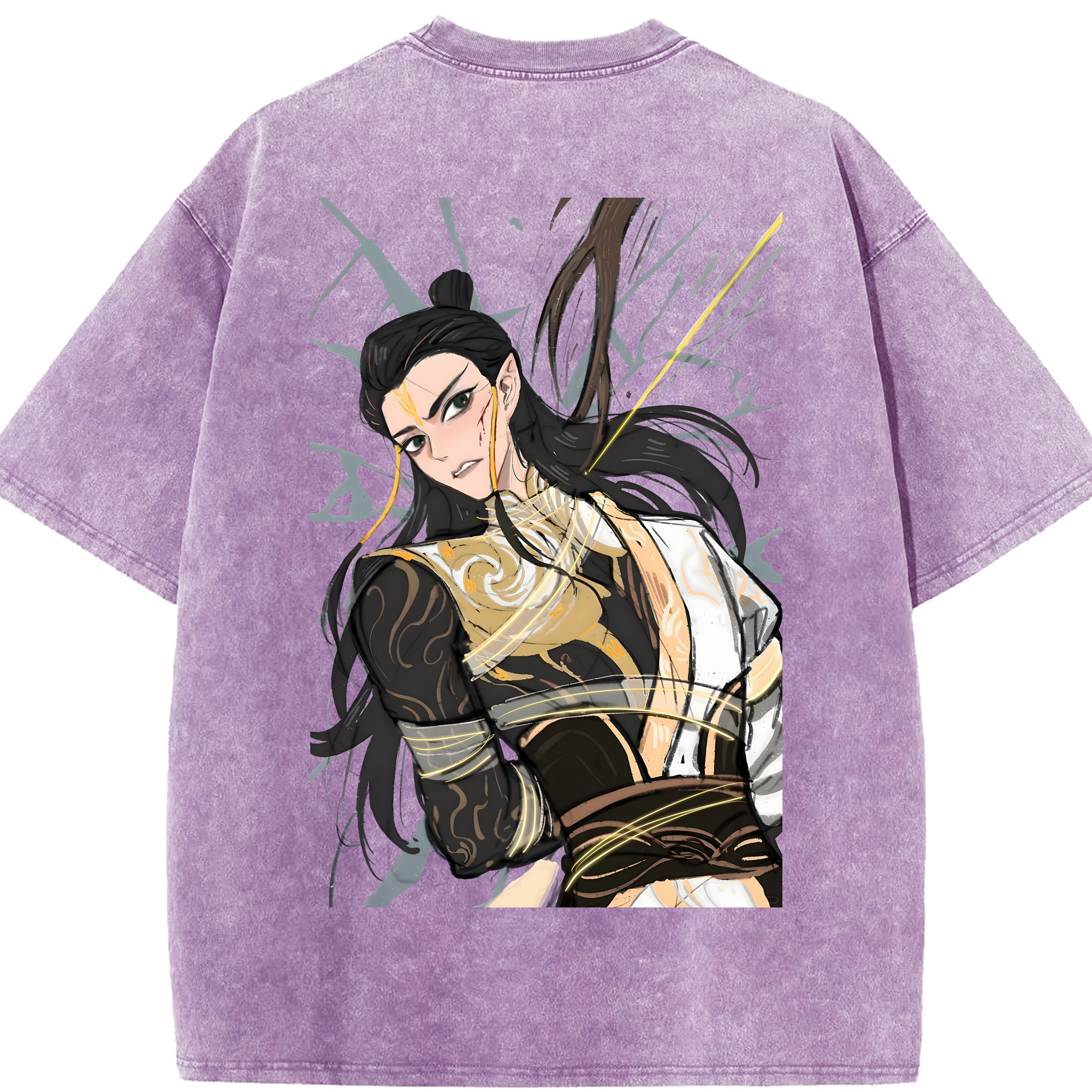 （画像用） Ne Zha 2 ナタ 魔童の大暴れ 綿100% ヴィンテージ風 半袖Tシャツ（背面プリント）