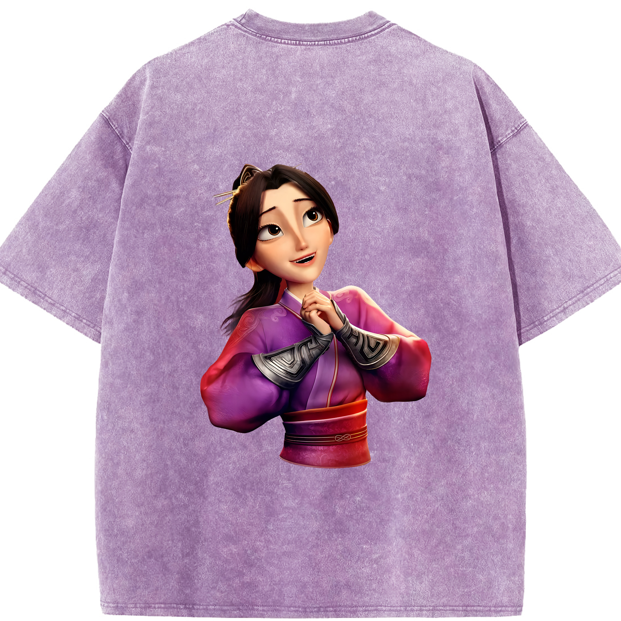 （画像用） Ne Zha 2 ナタ 魔童の大暴れ 綿100% ヴィンテージ風 半袖Tシャツ（背面プリント）