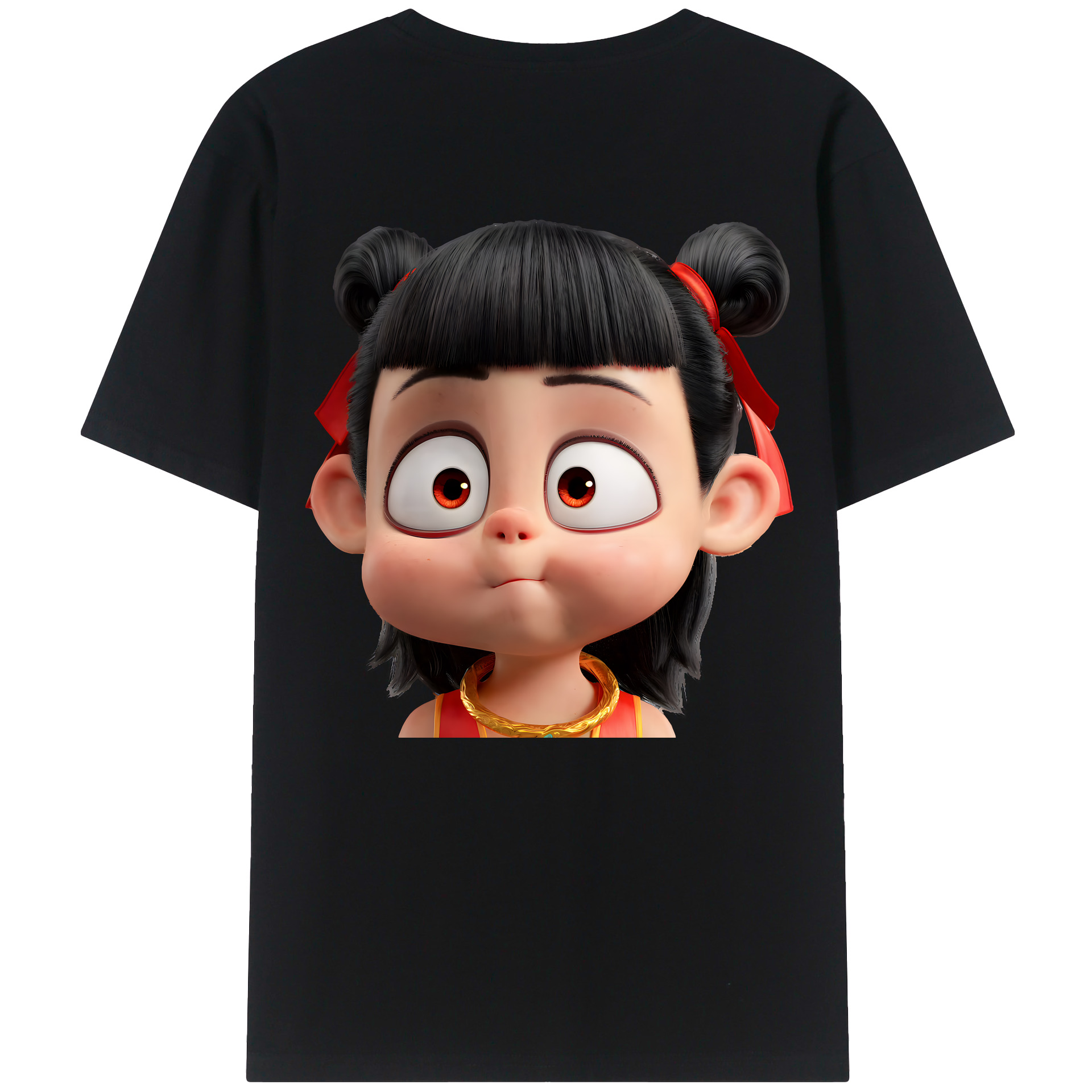 （画像用） Ne Zha 2 ナタ 魔童の大暴れ 綿100％ メンズ半袖Tシャツ（バックプリント） 通気性